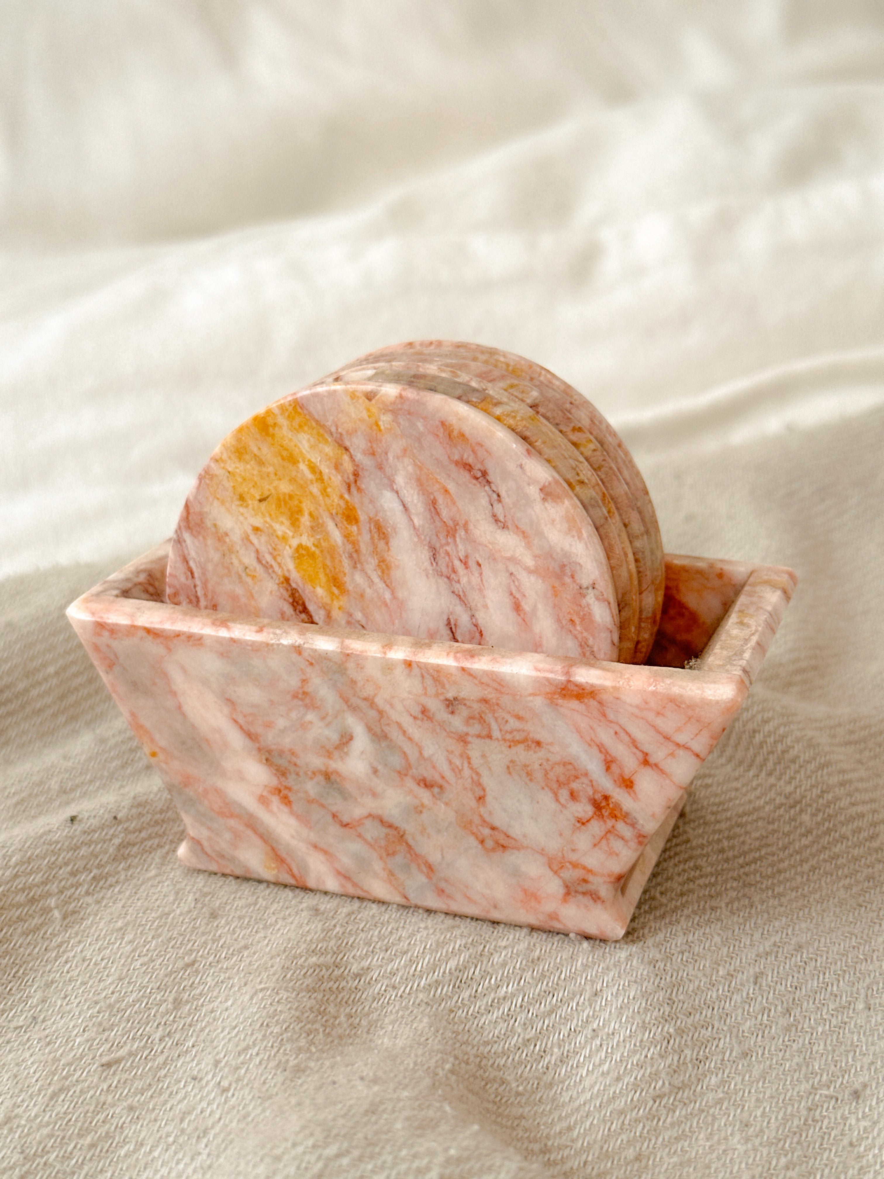 Pink Marble Coasters Set