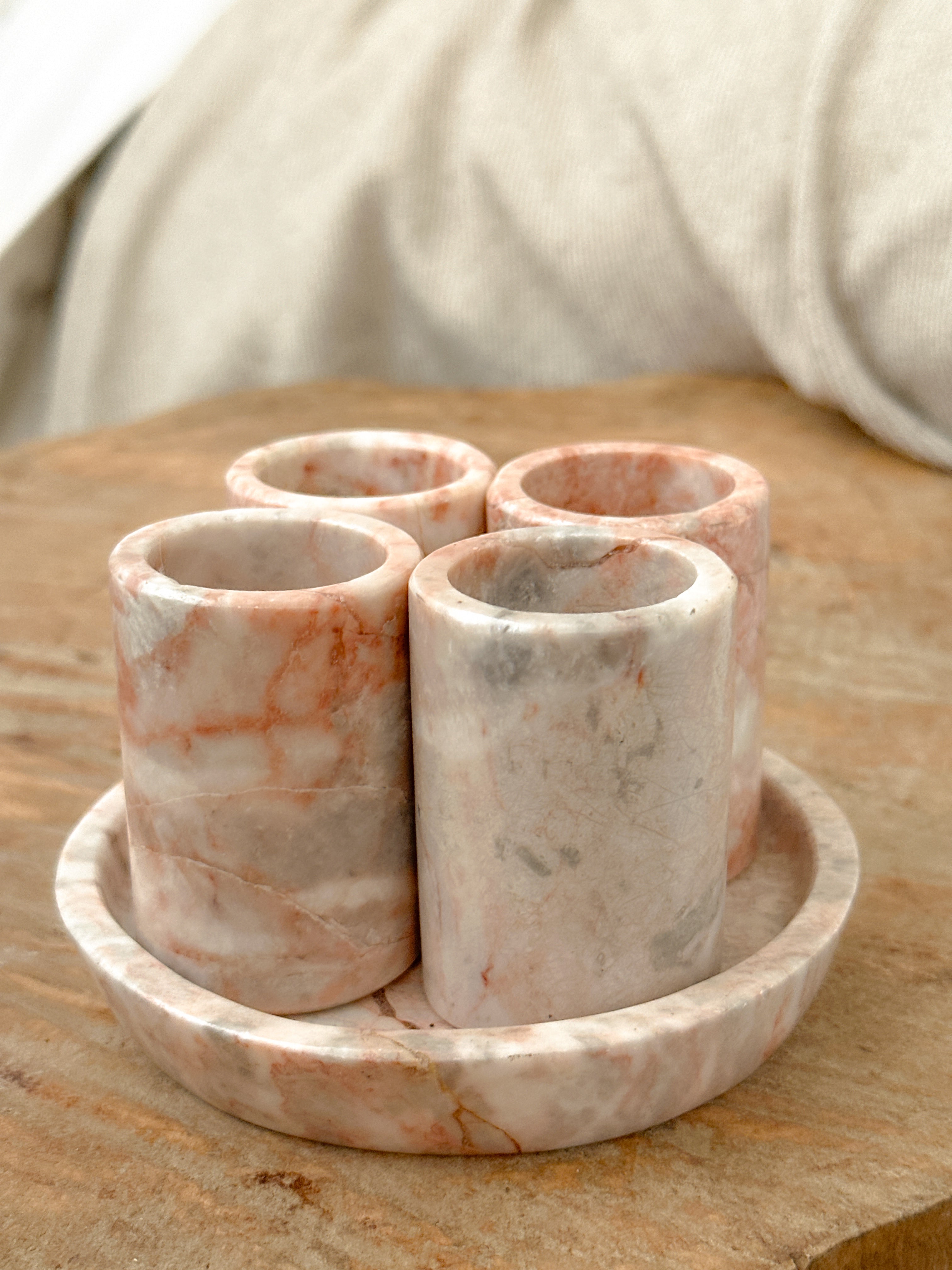 Pink Marble Tequilero Set