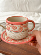 PRE-ORDER Raíces Pink Mug And Plate Set (SHIPS IN APPROX. 6-12 WEEKS)