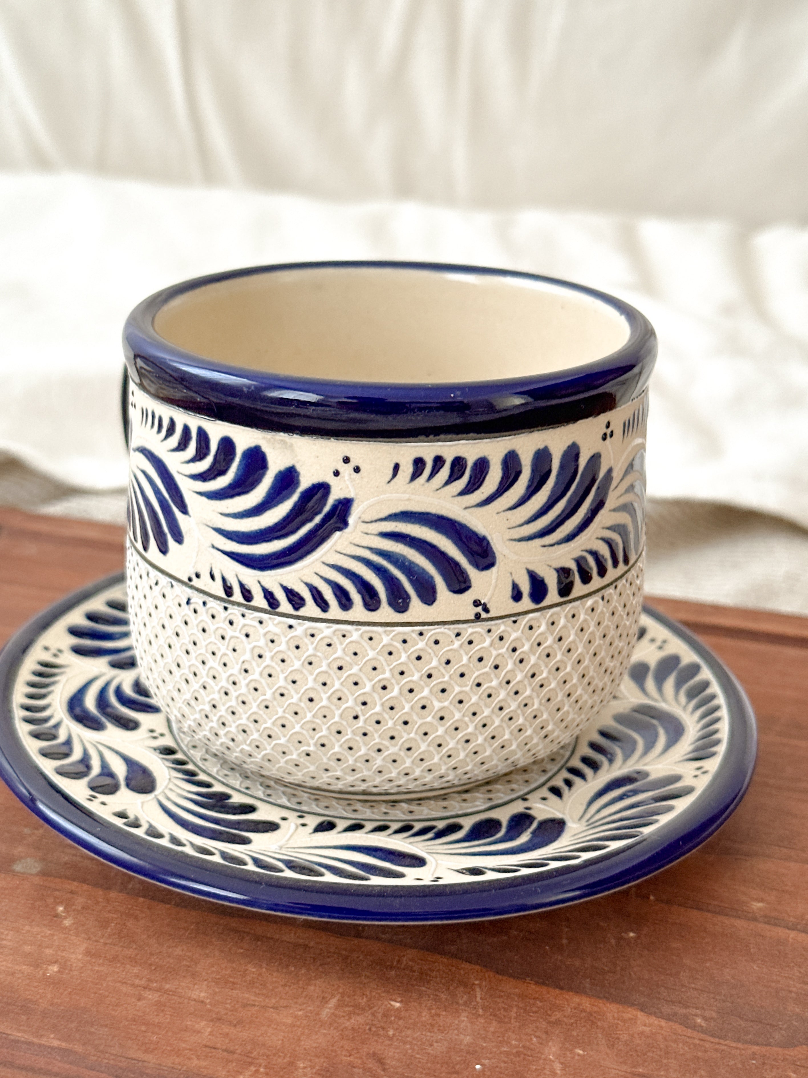 PRE-ORDER Set of 4 Raíces Blue Mug And Plate  (SHIPS IN APPROX. 6-12 WEEKS)