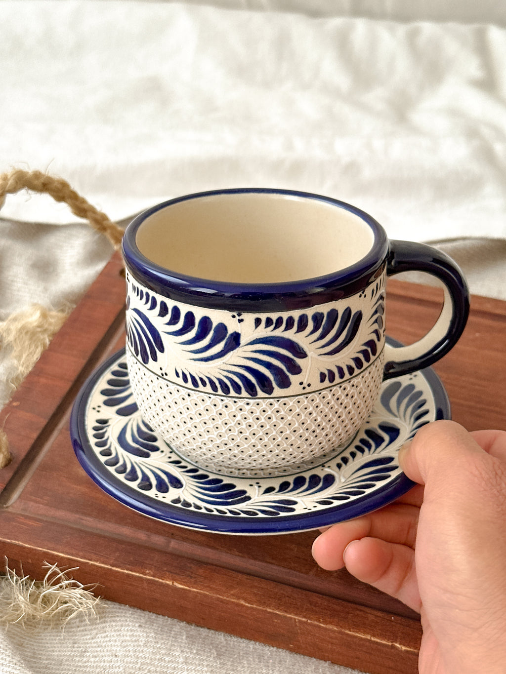 PRE-ORDER Raíces Blue Mug And Plate Set (SHIPS IN APPROX. 6-12 WEEKS)