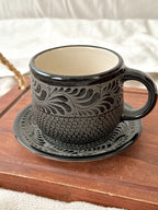 PRE-ORDER Raíces Black Mug And Plate Set (SHIPS IN APPROX. 6-12 WEEKS)
