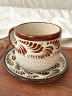 PRE-ORDER Set of 4 Raíces Brown Mug And Plate  (SHIPS IN APPROX. 6-12 WEEKS)