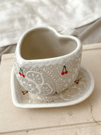 PRE-ORDER Set of 4 Cherry Mug And Plate (SHIPS IN APPROX. 6-12 WEEKS)