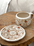 PRE-ORDER Brown Cherry Mug And Plate Set (SHIPS IN APPROX. 6-12 WEEKS)