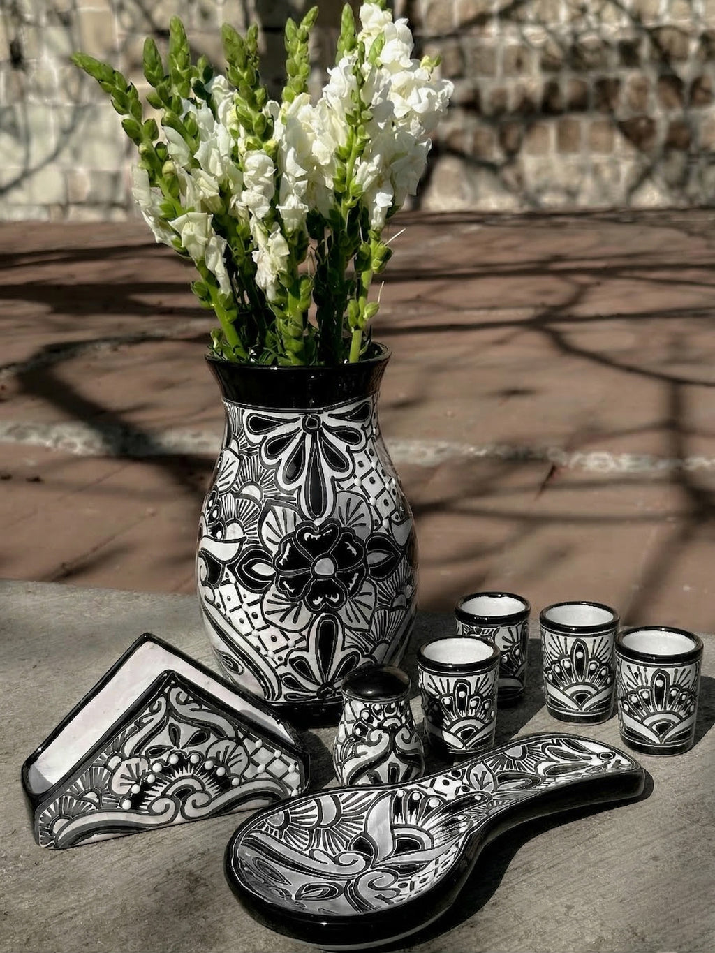 PRE-ORDER Black Talavera "Mi Casita" Set (SHIPS IN APPROX. 6-12 WEEKS)