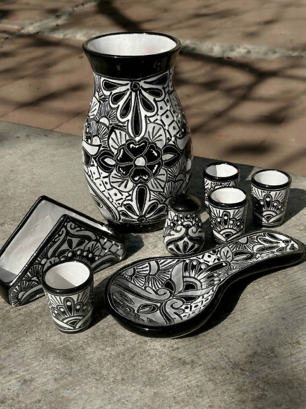 PRE-ORDER Black Talavera "Mi Casita" Set (SHIPS IN APPROX. 6-12 WEEKS)