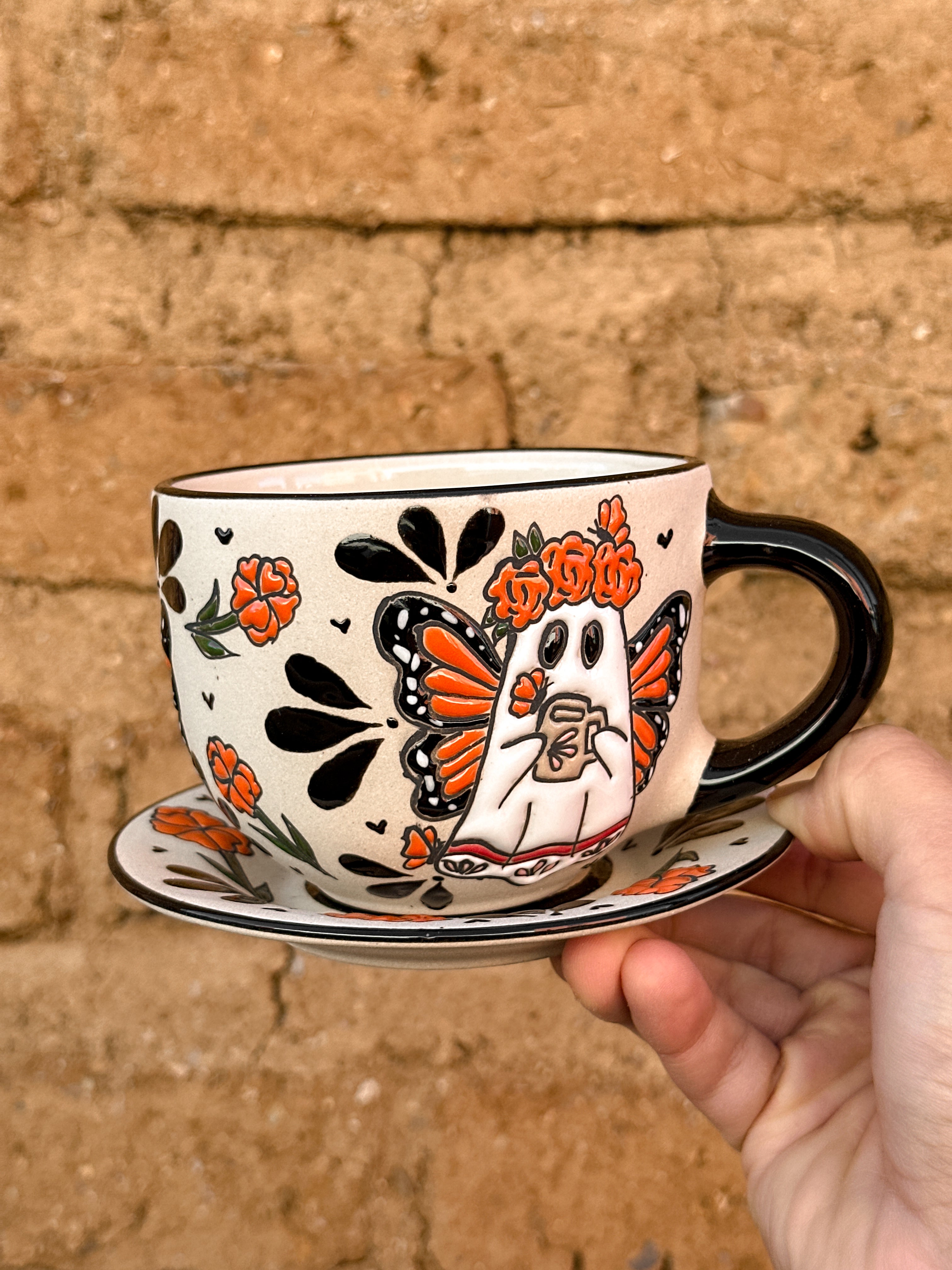 PRE-ORDER Butterfly Ghost Mug And Plate Set (SHIPS IN APPROX. 6-12 WEEKS)