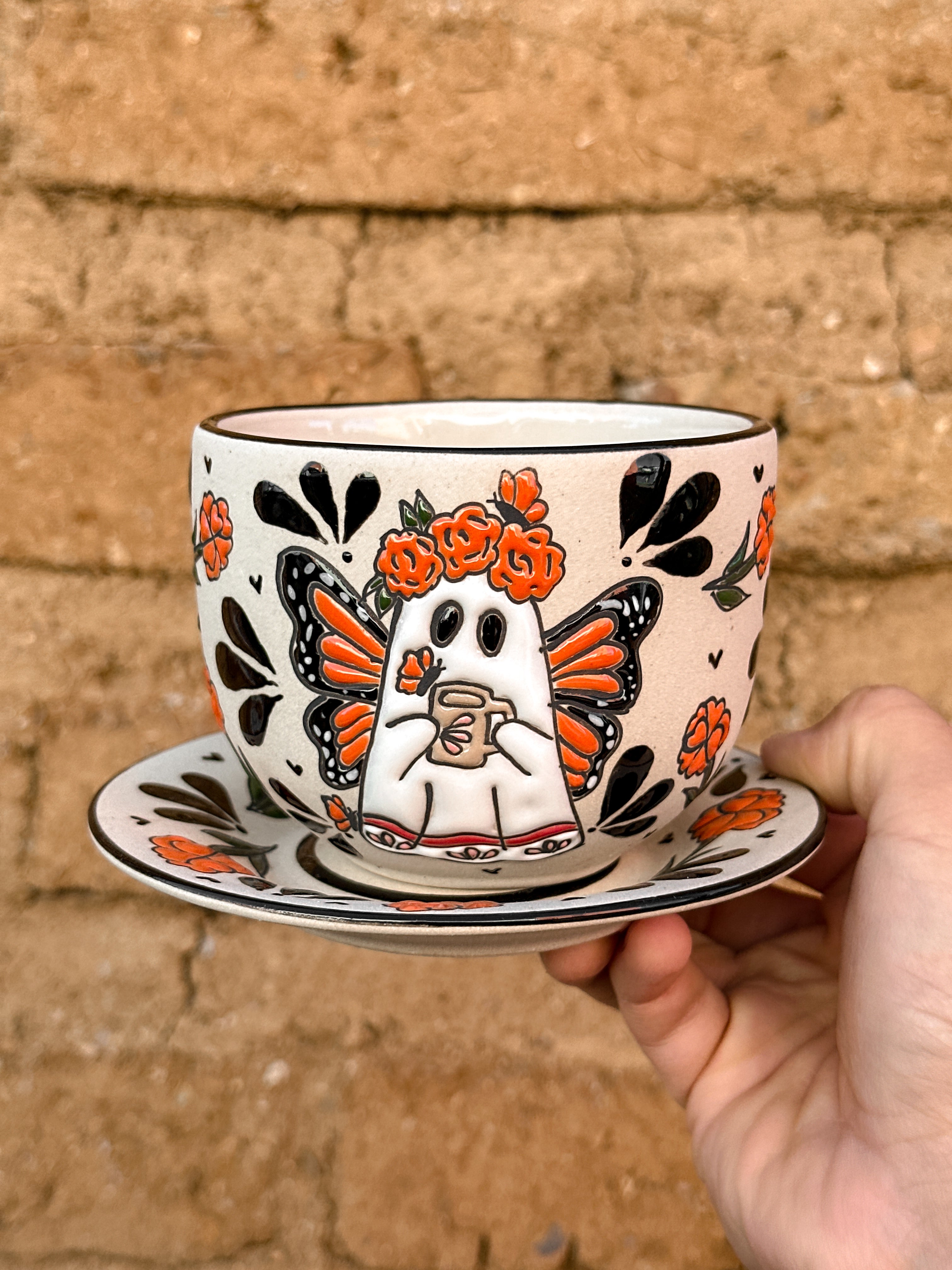 PRE-ORDER Butterfly Ghost Mug And Plate Set (SHIPS IN APPROX. 6-12 WEEKS)