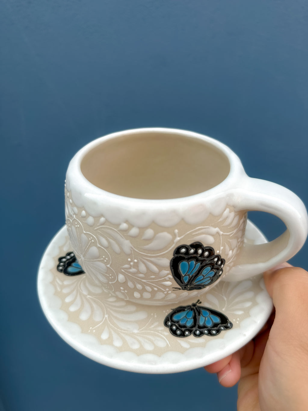 PRE-ORDER Blue Butterflies Plate and Mug Set (SHIPS IN APPROX. 6-12 WEEKS)