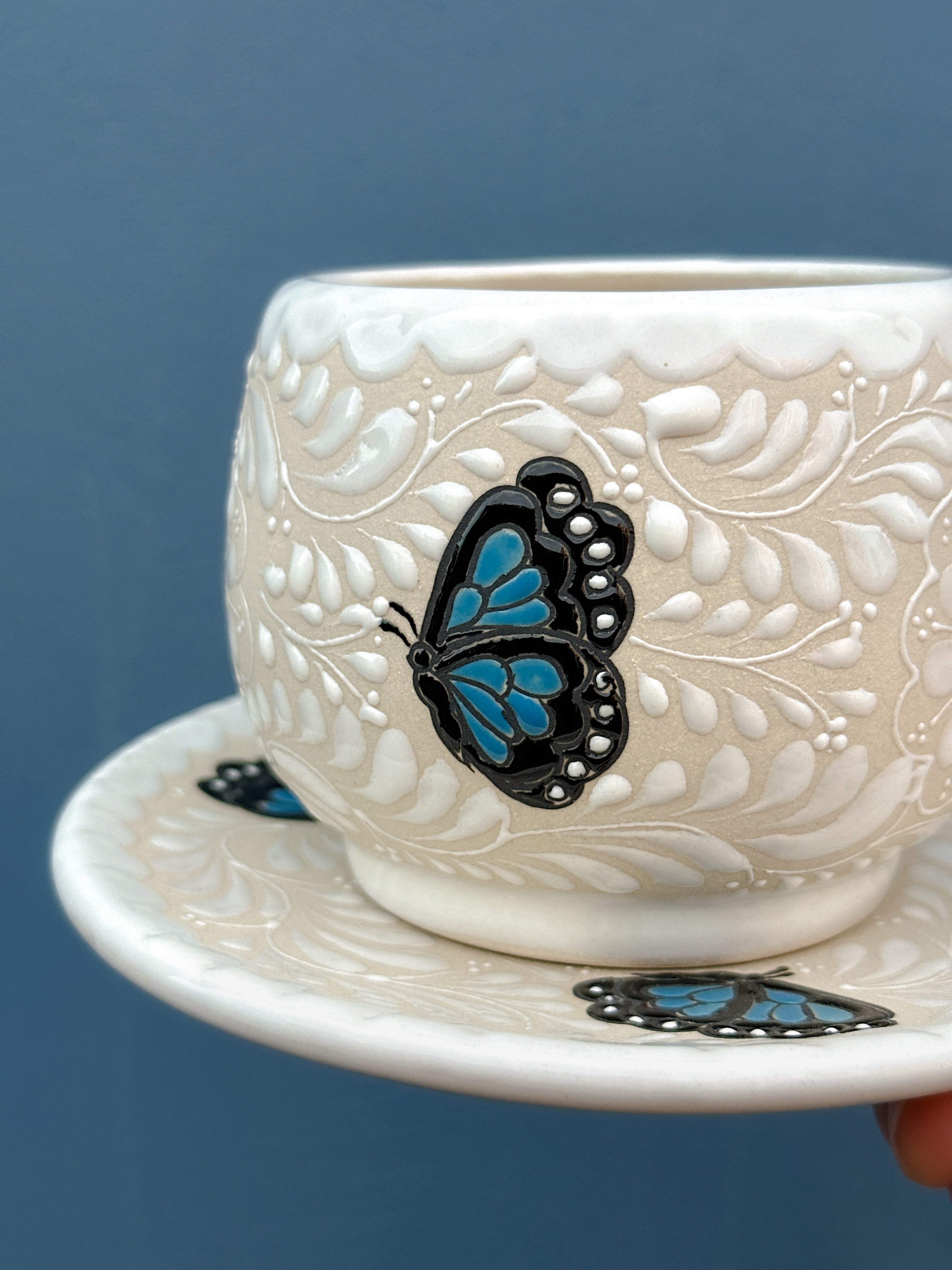 PRE-ORDER Blue Butterflies Plate and Mug Set (SHIPS IN APPROX. 6-12 WEEKS)