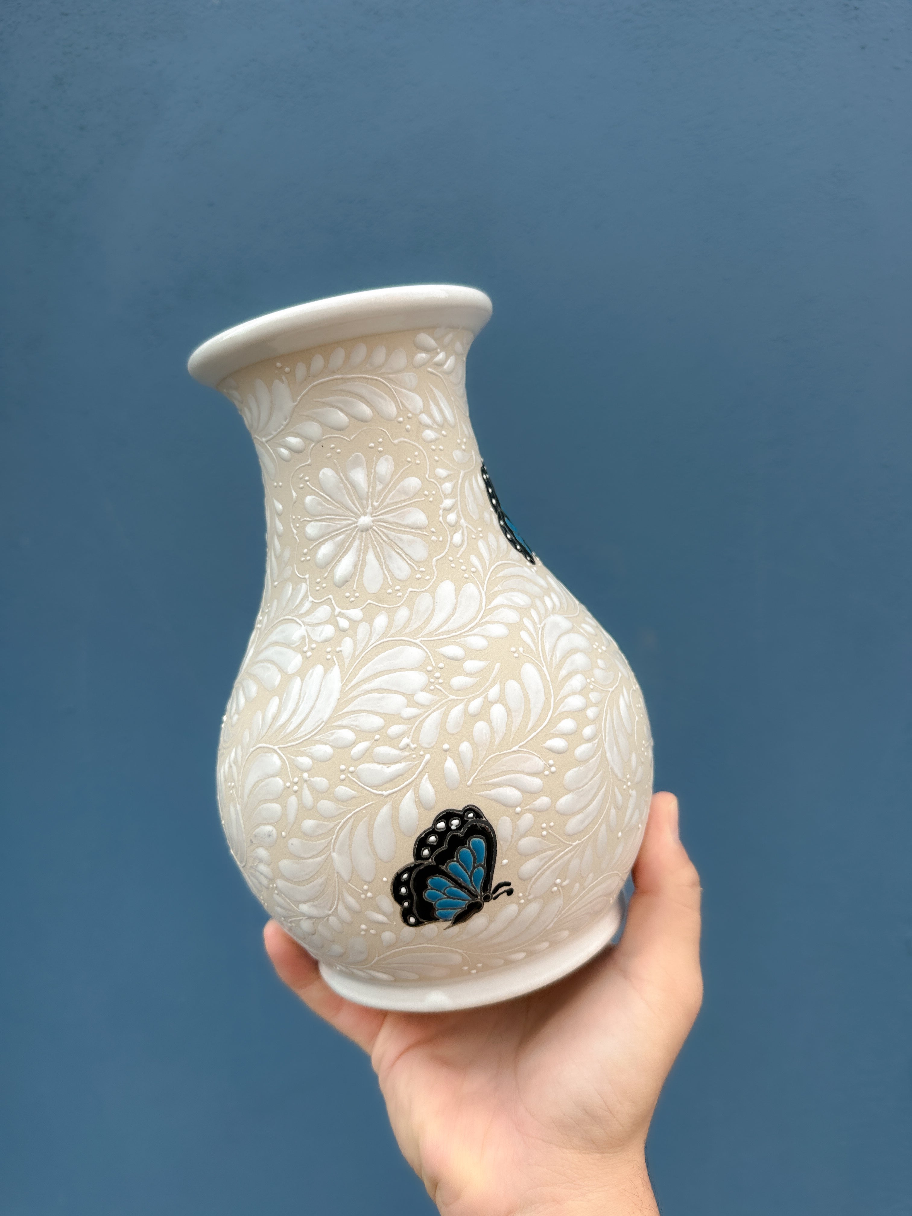 PRE-ORDER Blue Butterflies Vase (SHIPS IN APPROX. 6-12 WEEKS)