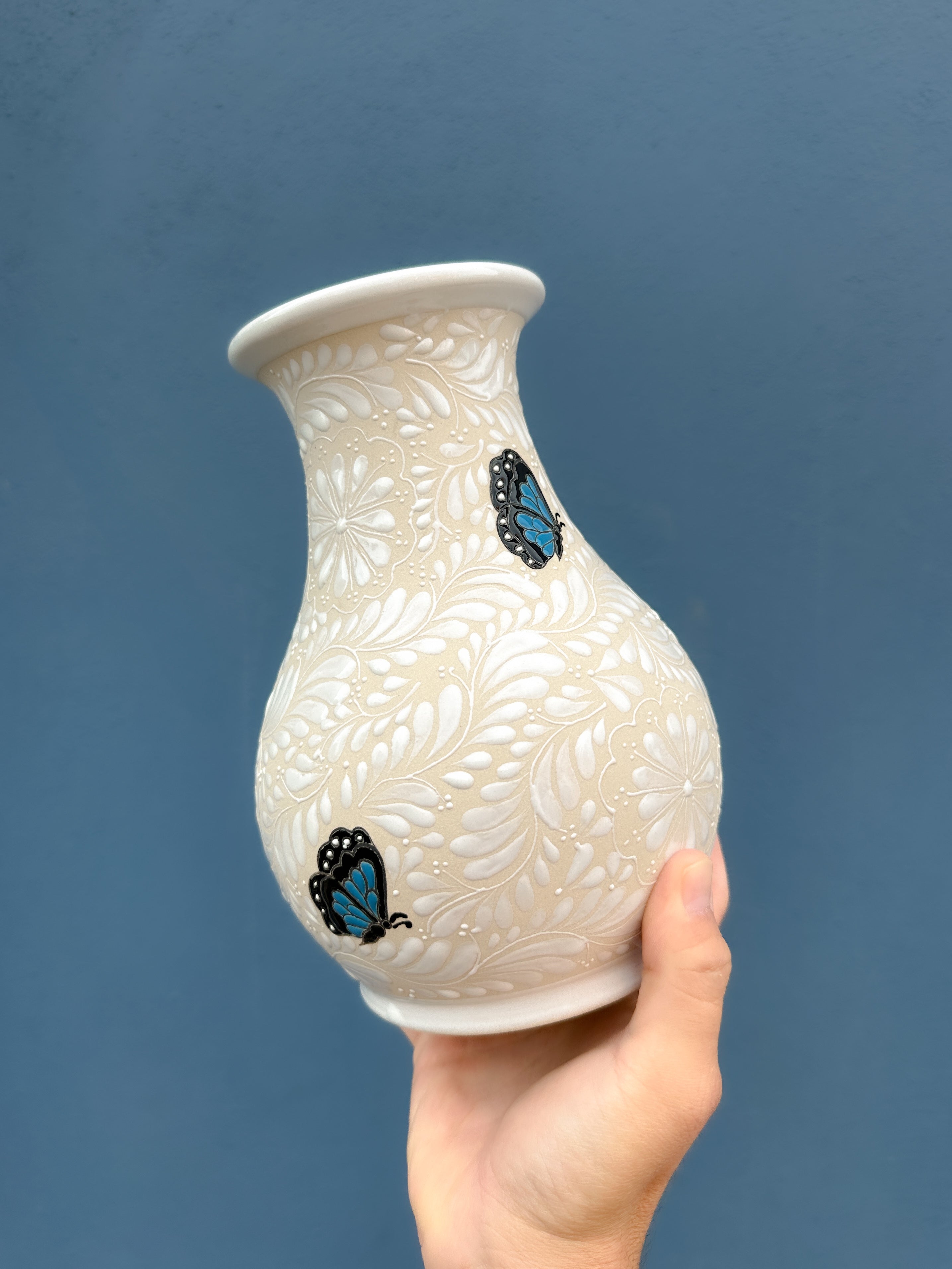 PRE-ORDER Blue Butterflies Vase (SHIPS IN APPROX. 6-12 WEEKS)