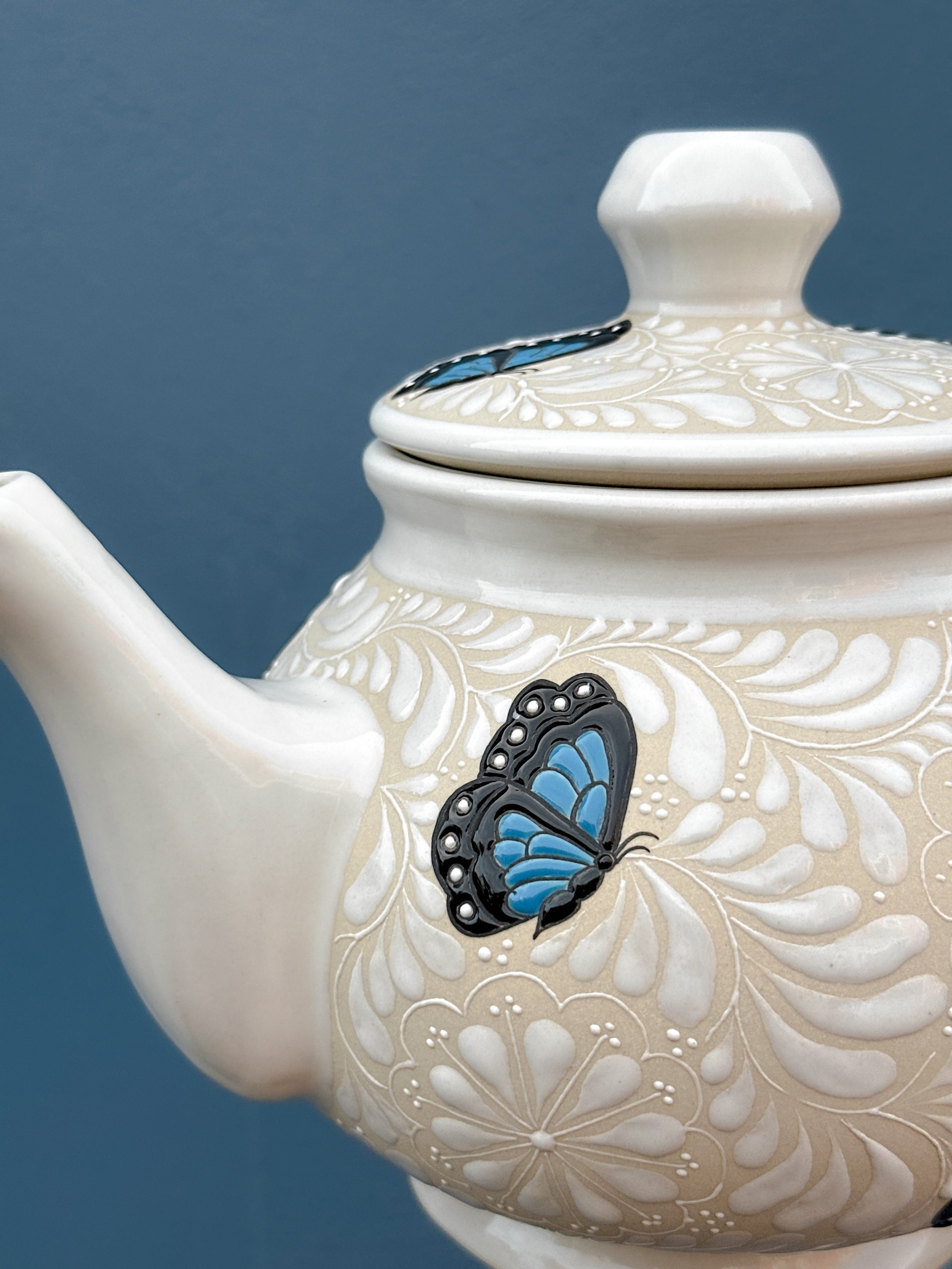 PRE-ORDER Blue Butterflies Tea Pot (SHIPS IN APPROX. 6-12 WEEKS)