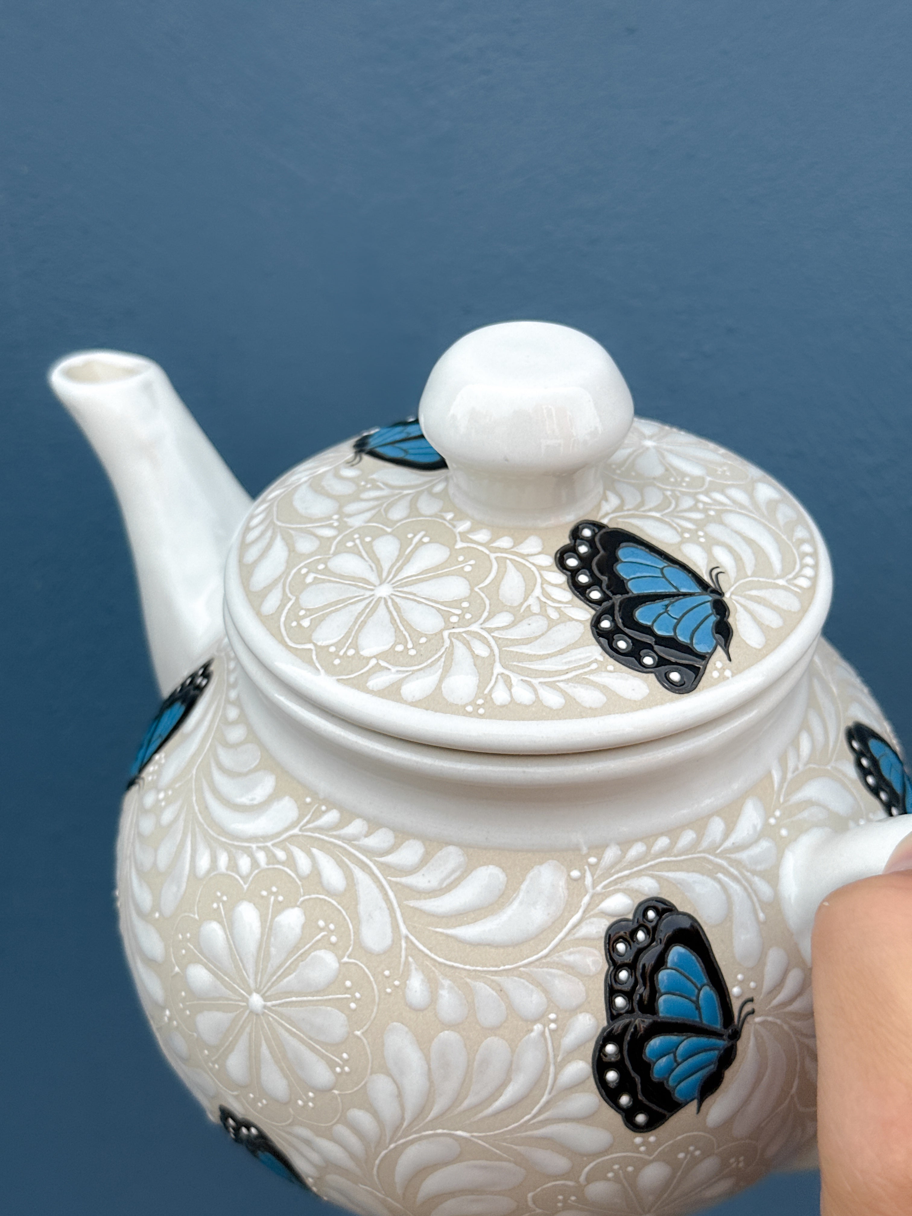 PRE-ORDER Blue Butterflies Tea Pot (SHIPS IN APPROX. 6-12 WEEKS)