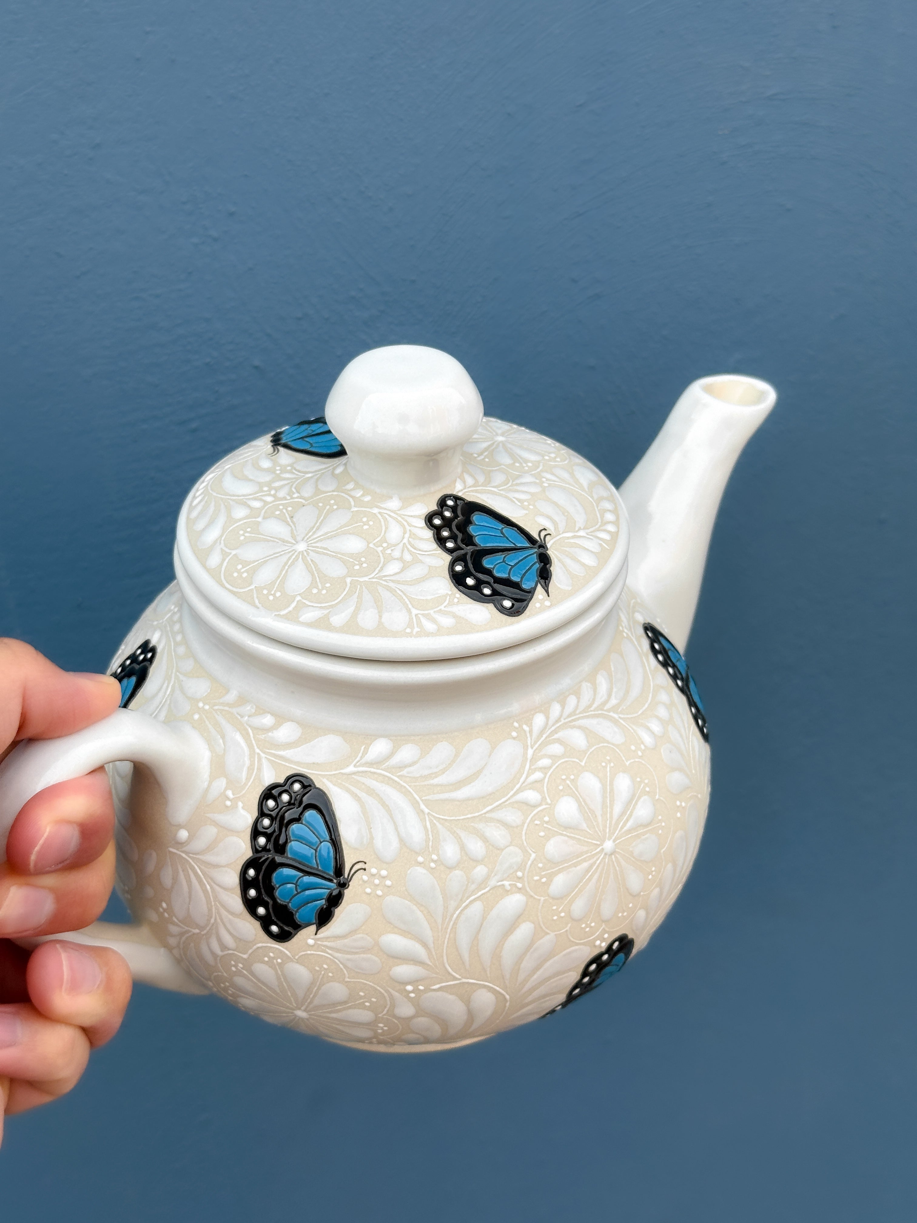 PRE-ORDER Blue Butterflies Tea Pot (SHIPS IN APPROX. 6-12 WEEKS)