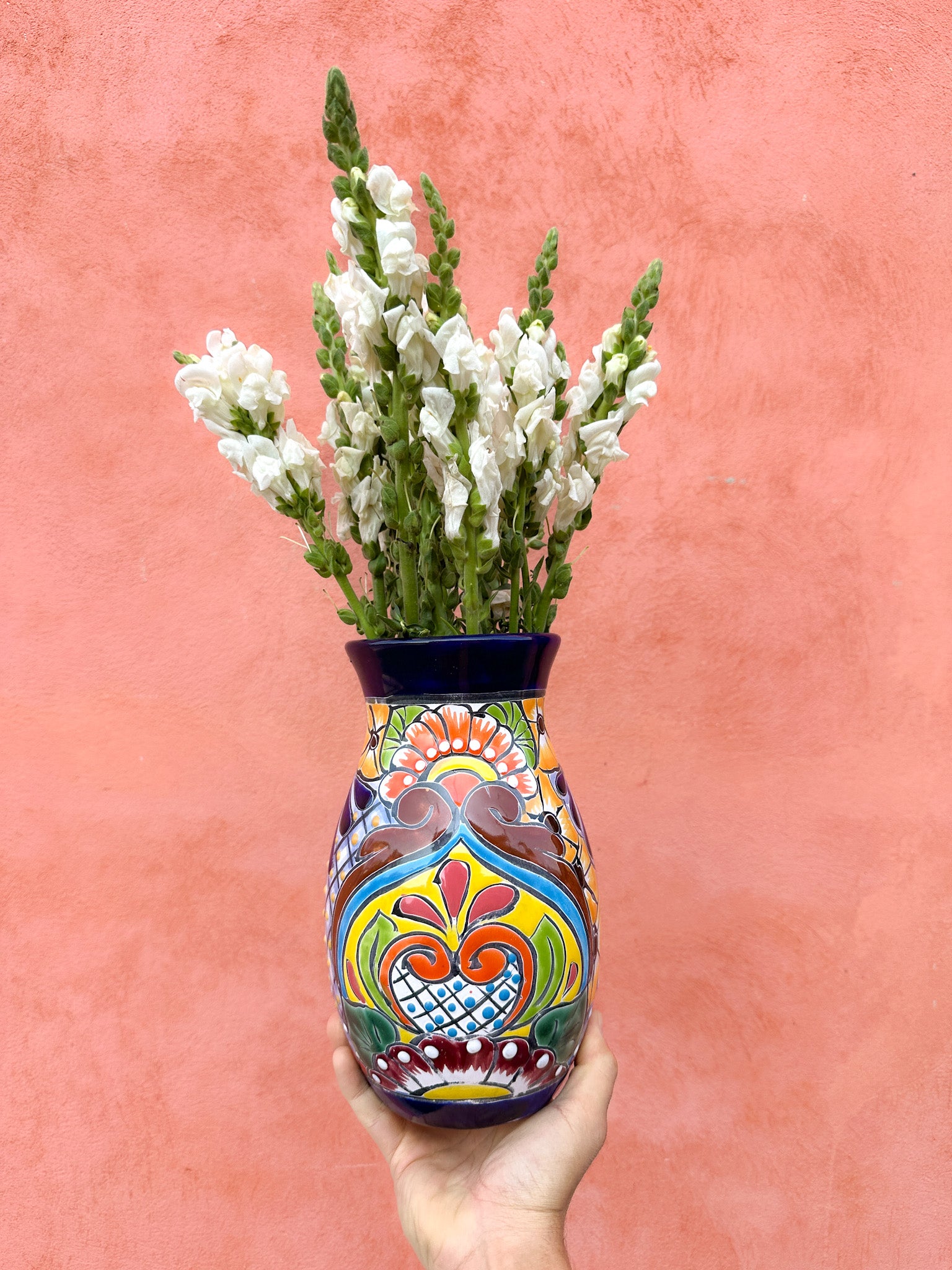 PRE-ORDER Colorful Talavera Flower Vase (SHIPS IN APPROX. 6-12 WEEKS)