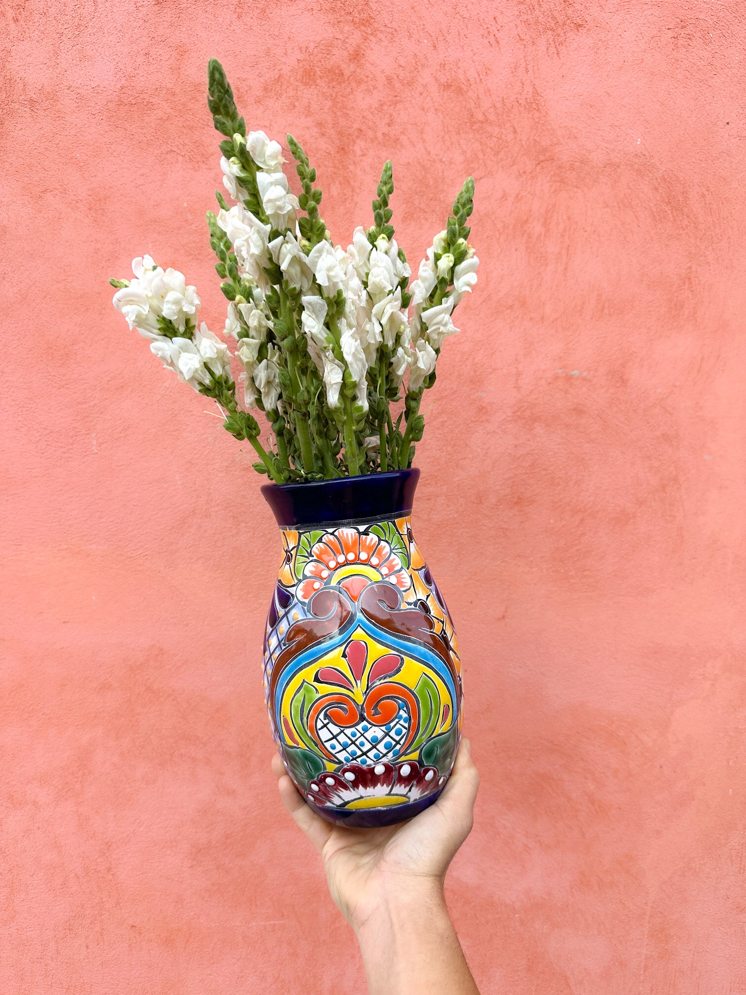 PRE-ORDER Colorful Talavera Flower Vase (SHIPS IN APPROX. 6-12 WEEKS)
