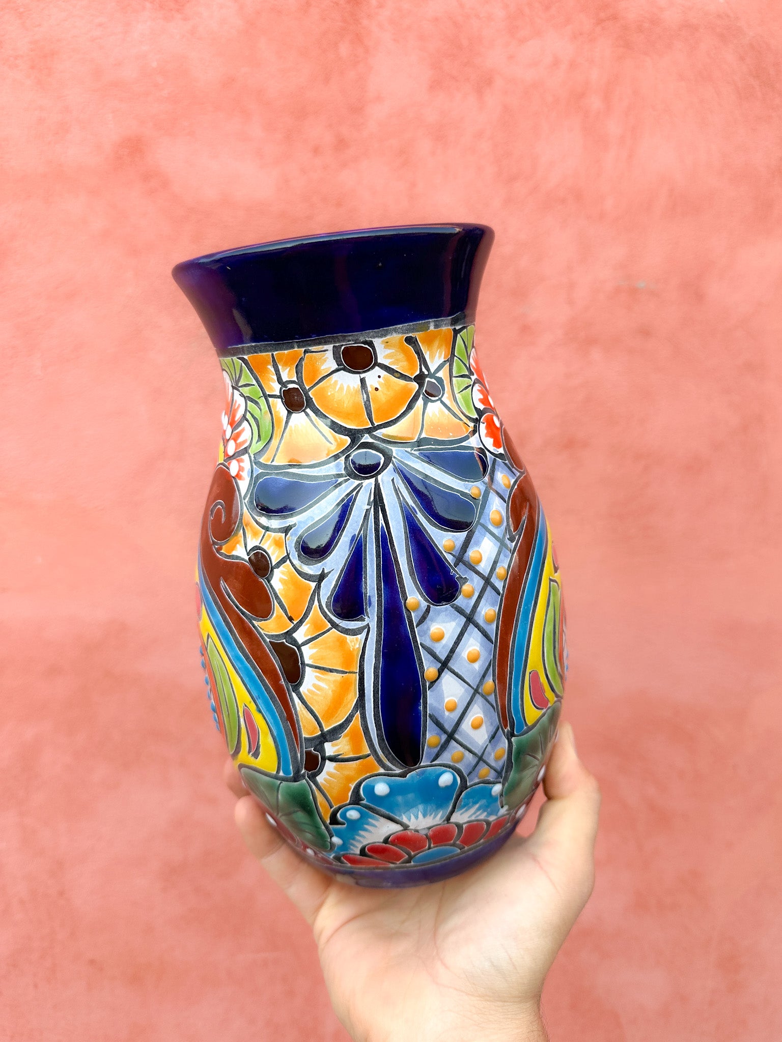 PRE-ORDER Colorful Talavera Flower Vase (SHIPS IN APPROX. 6-12 WEEKS)
