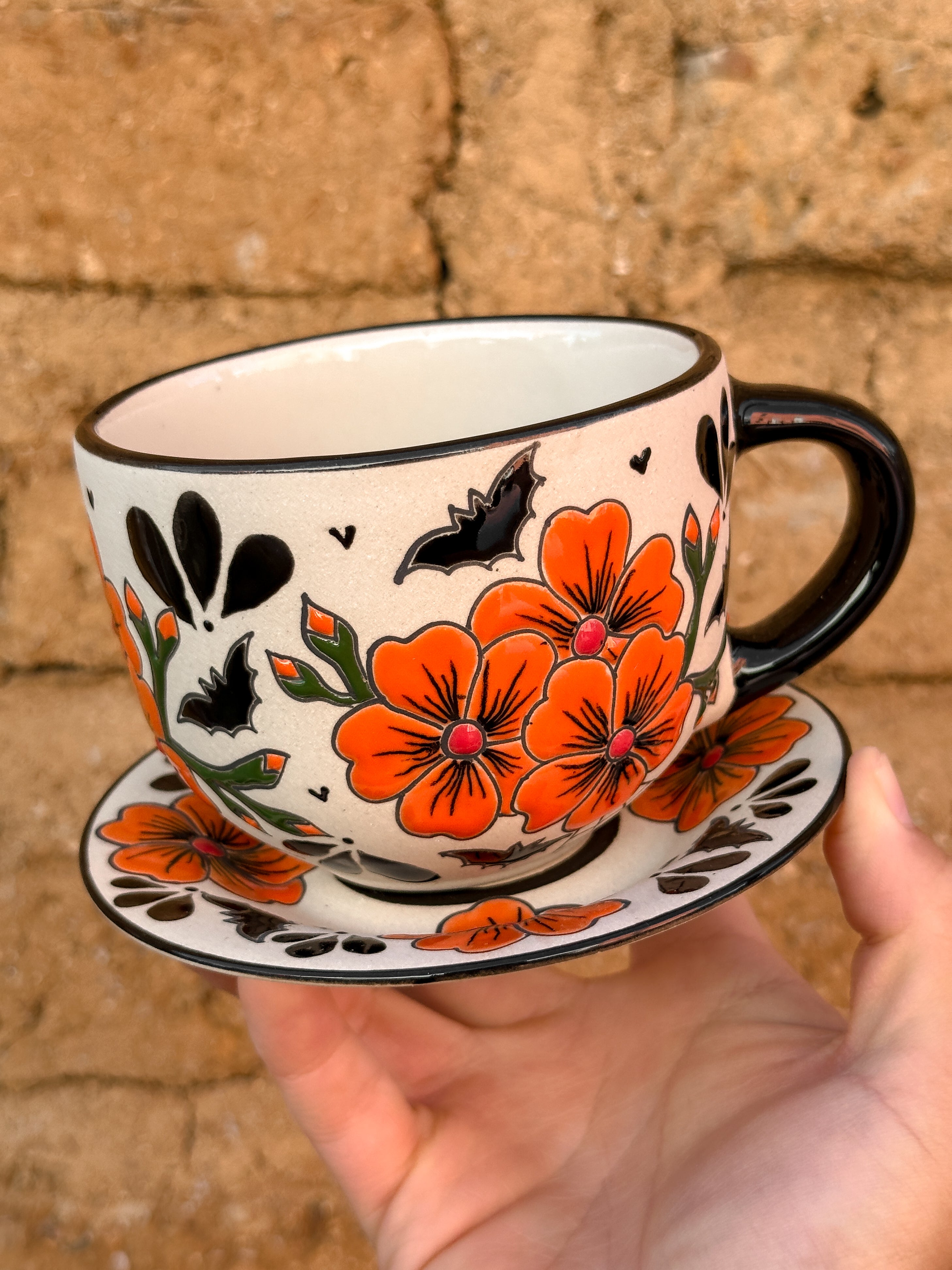 PRE-ORDER Bats and Flowers Mug And Plate Set (SHIPS IN APPROX. 6-12 WEEKS)