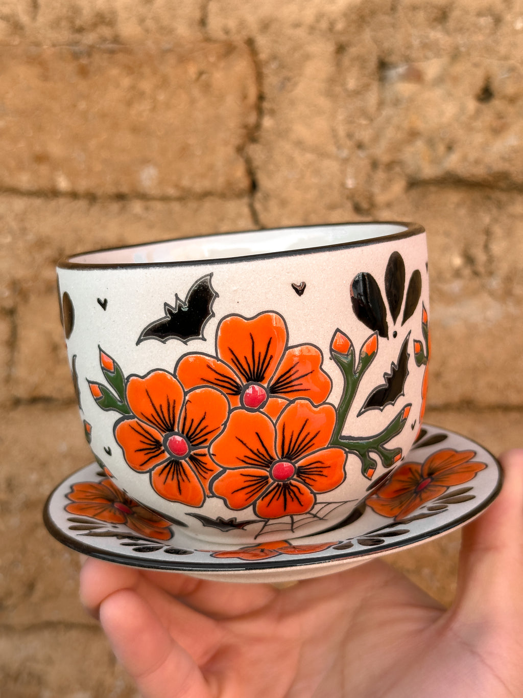 PRE-ORDER Bats and Flowers Mug And Plate Set (SHIPS IN APPROX. 6-12 WEEKS)