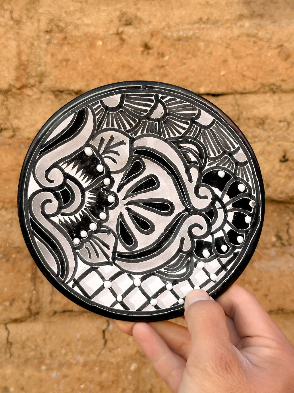 PRE-ORDER Black Talavera Dessert Plate (SHIPS IN APPROX. 6-12 WEEKS)