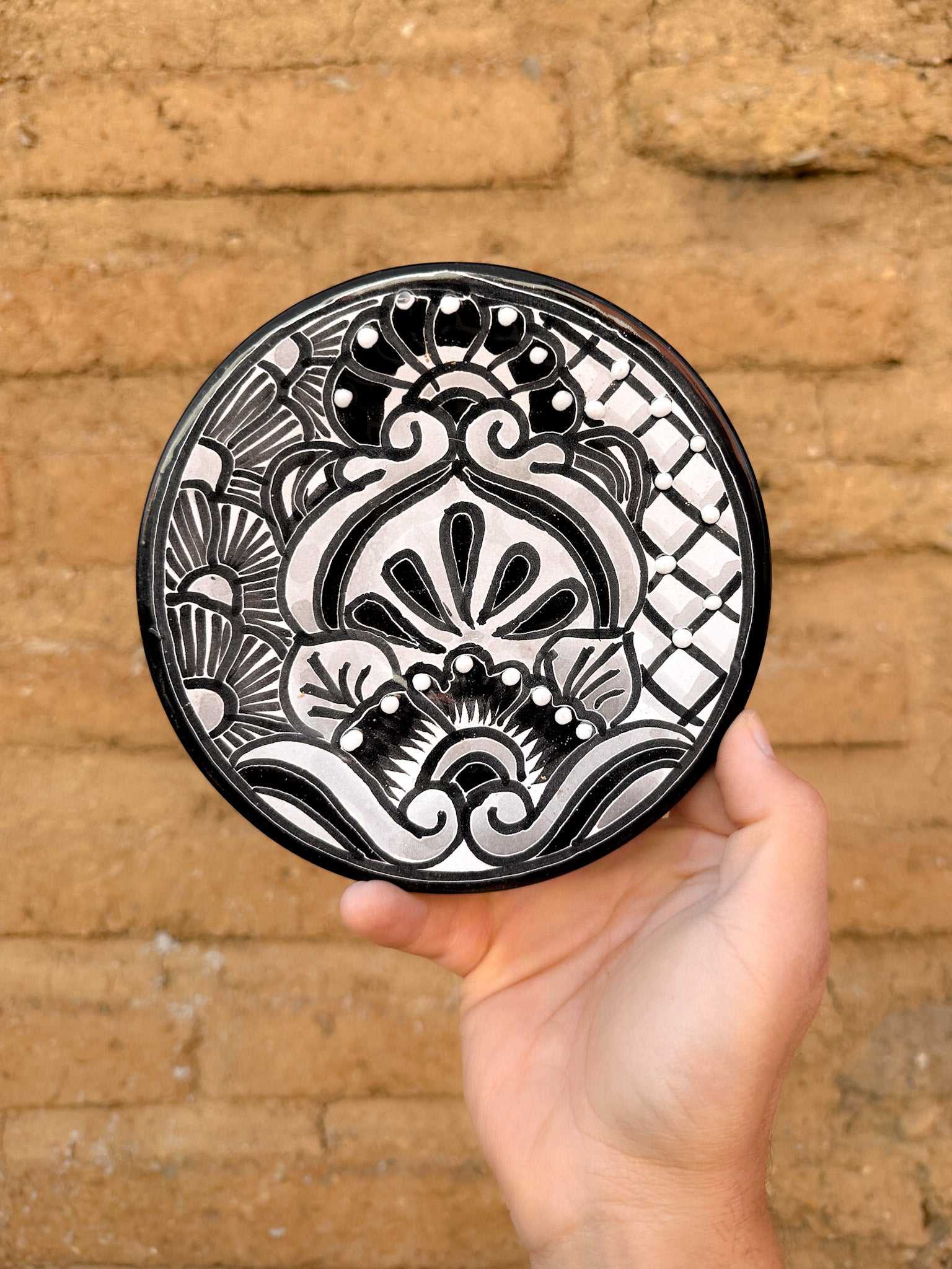PRE-ORDER Black Talavera Dessert Plate (SHIPS IN APPROX. 6-12 WEEKS)