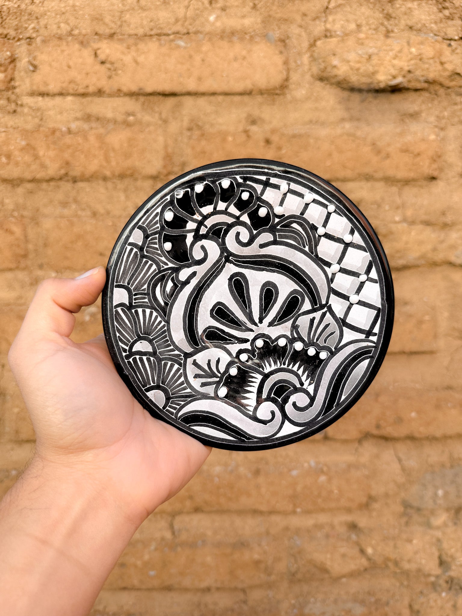 PRE-ORDER Black Talavera Dessert Plate (SHIPS IN APPROX. 6-12 WEEKS)