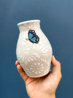 PRE-ORDER Blue Butterflies Small Flower Vase (SHIPS IN APPROX. 6-12 WEEKS)