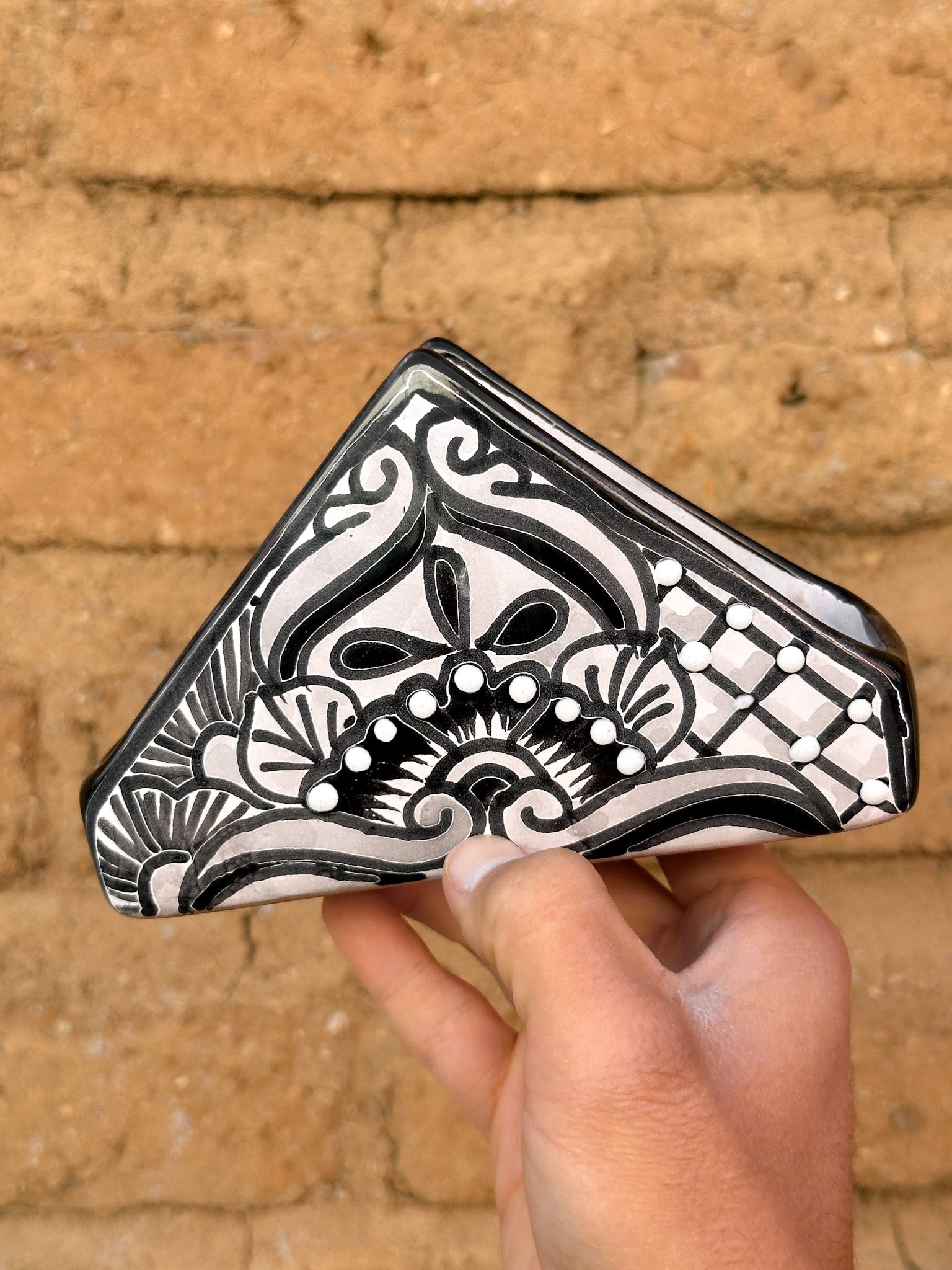 PRE-ORDER Black Talavera Napkin Holder (SHIPS IN APPROX. 6-12 WEEKS)