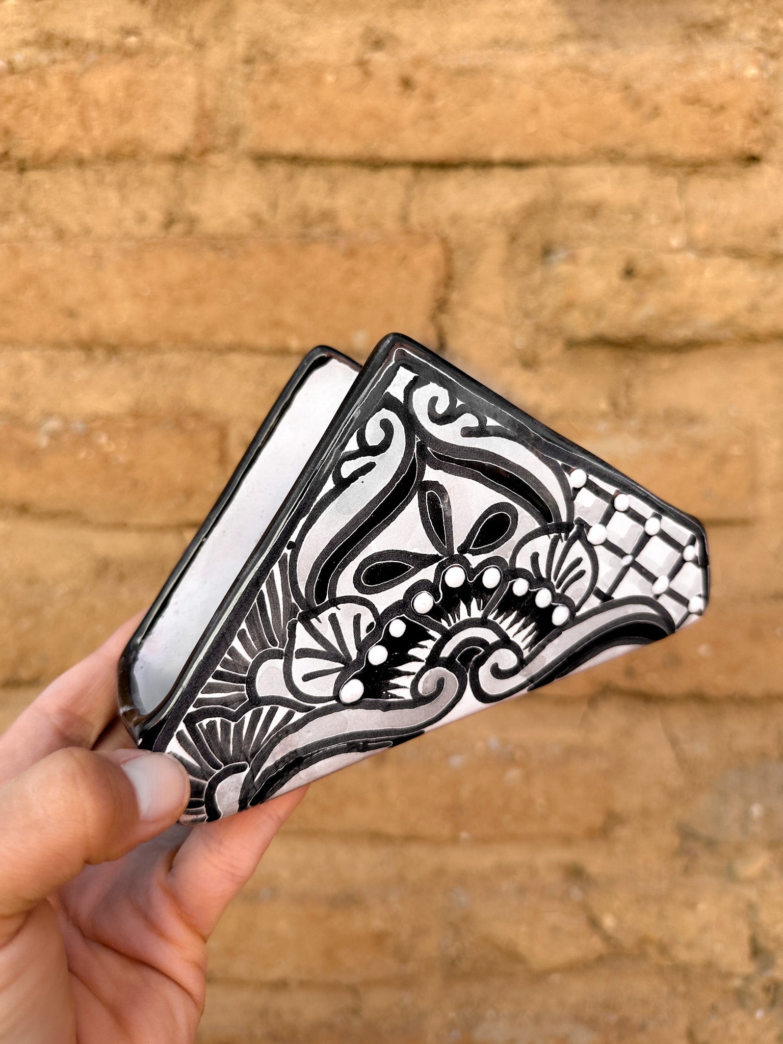 PRE-ORDER Black Talavera Napkin Holder (SHIPS IN APPROX. 6-12 WEEKS)