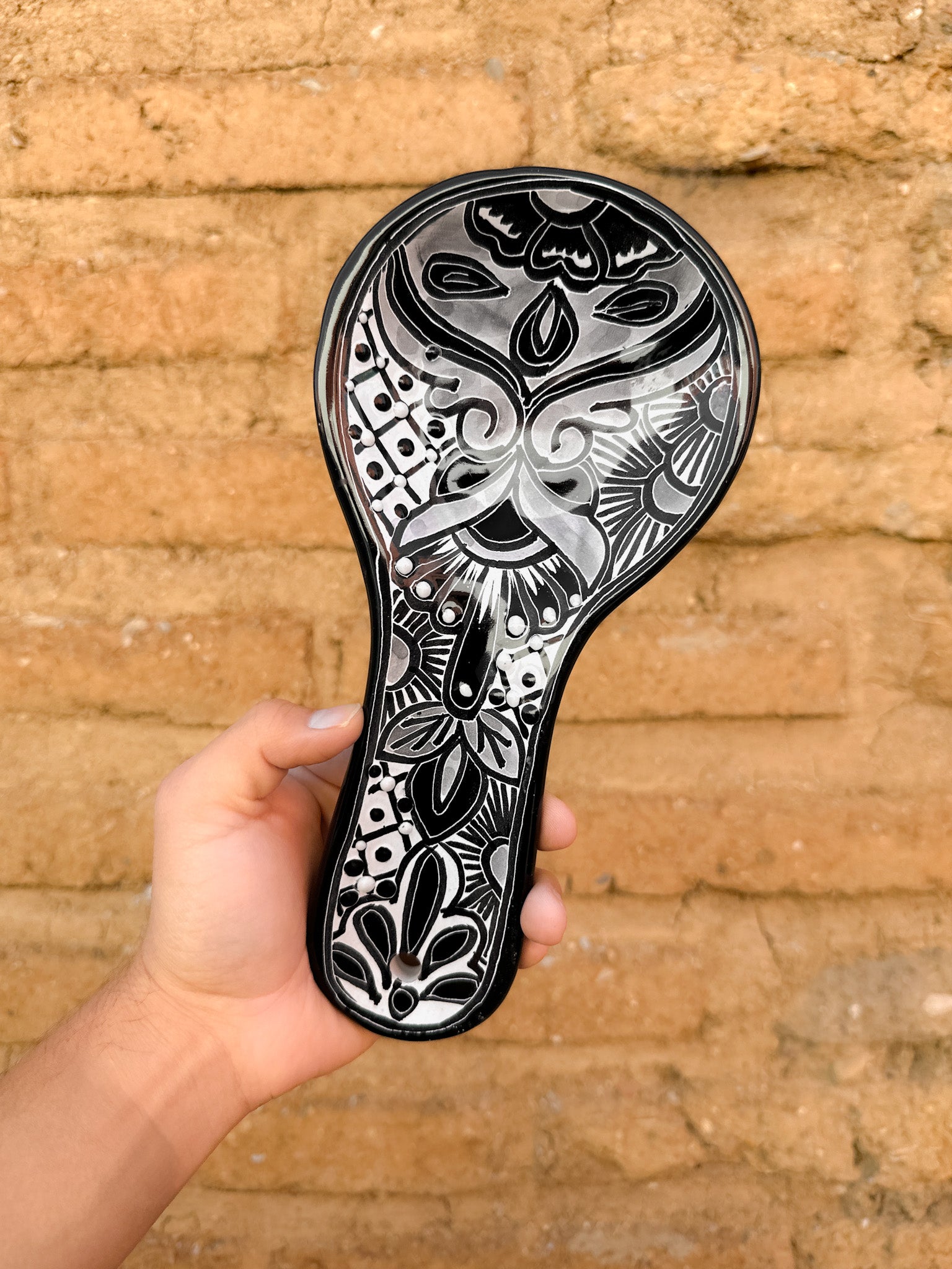 PRE-ORDER Black Talavera Spoon Rest (SHIPS IN APPROX. 6-12 WEEKS)