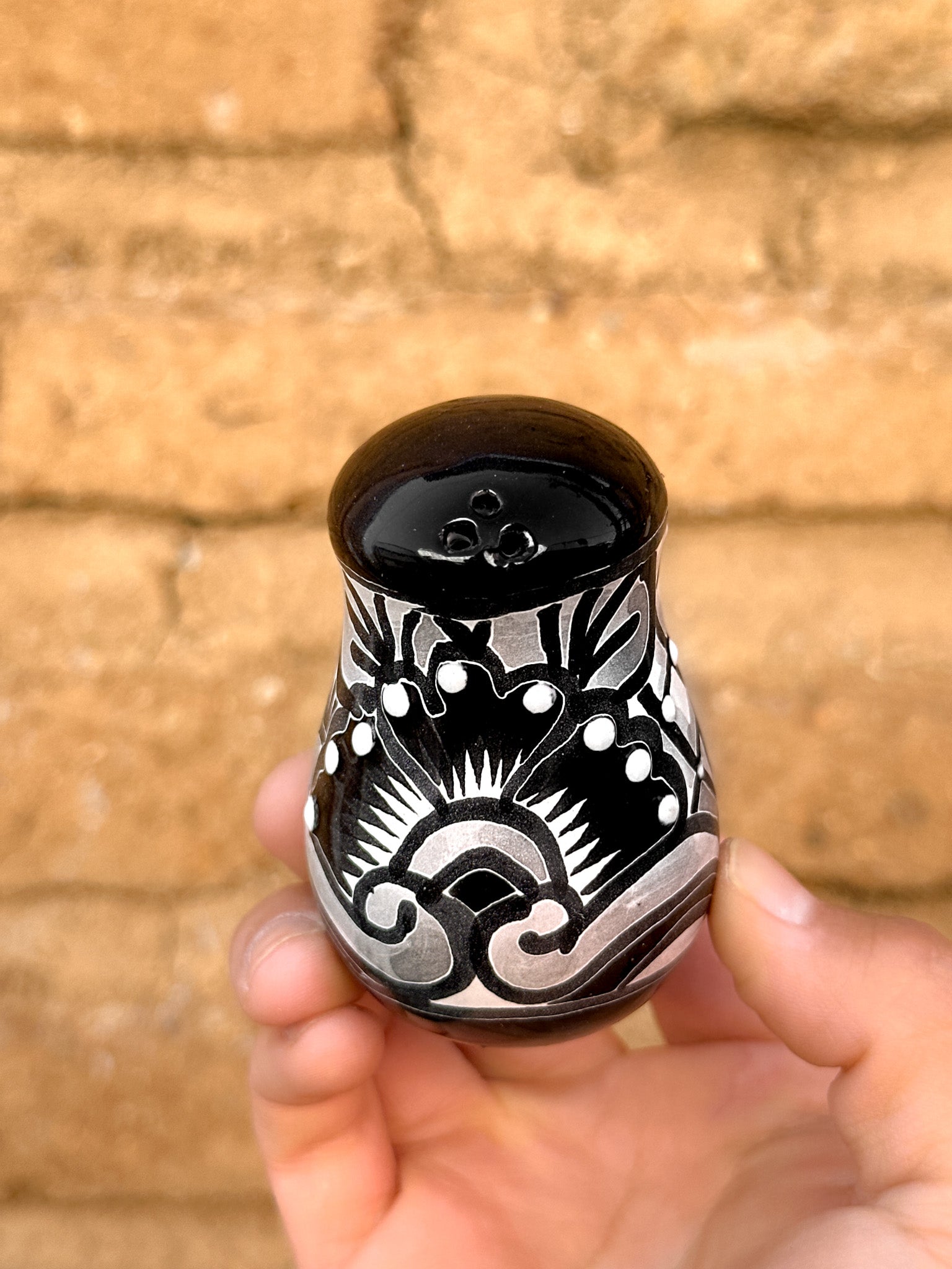 PRE-ORDER Black Talavera Salt Shaker (SHIPS IN APPROX. 6-12 WEEKS)