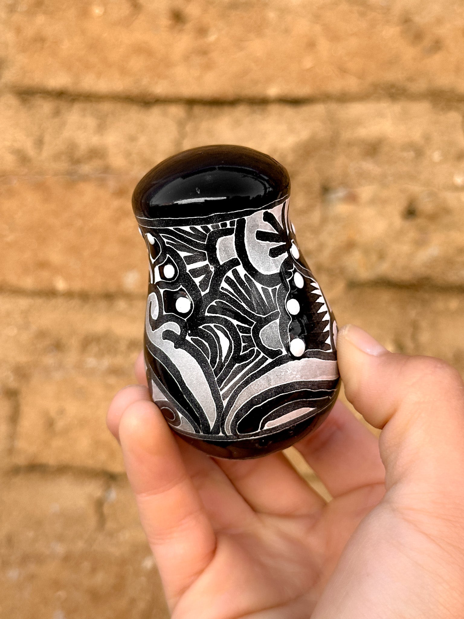 PRE-ORDER Black Talavera Salt Shaker (SHIPS IN APPROX. 6-12 WEEKS)