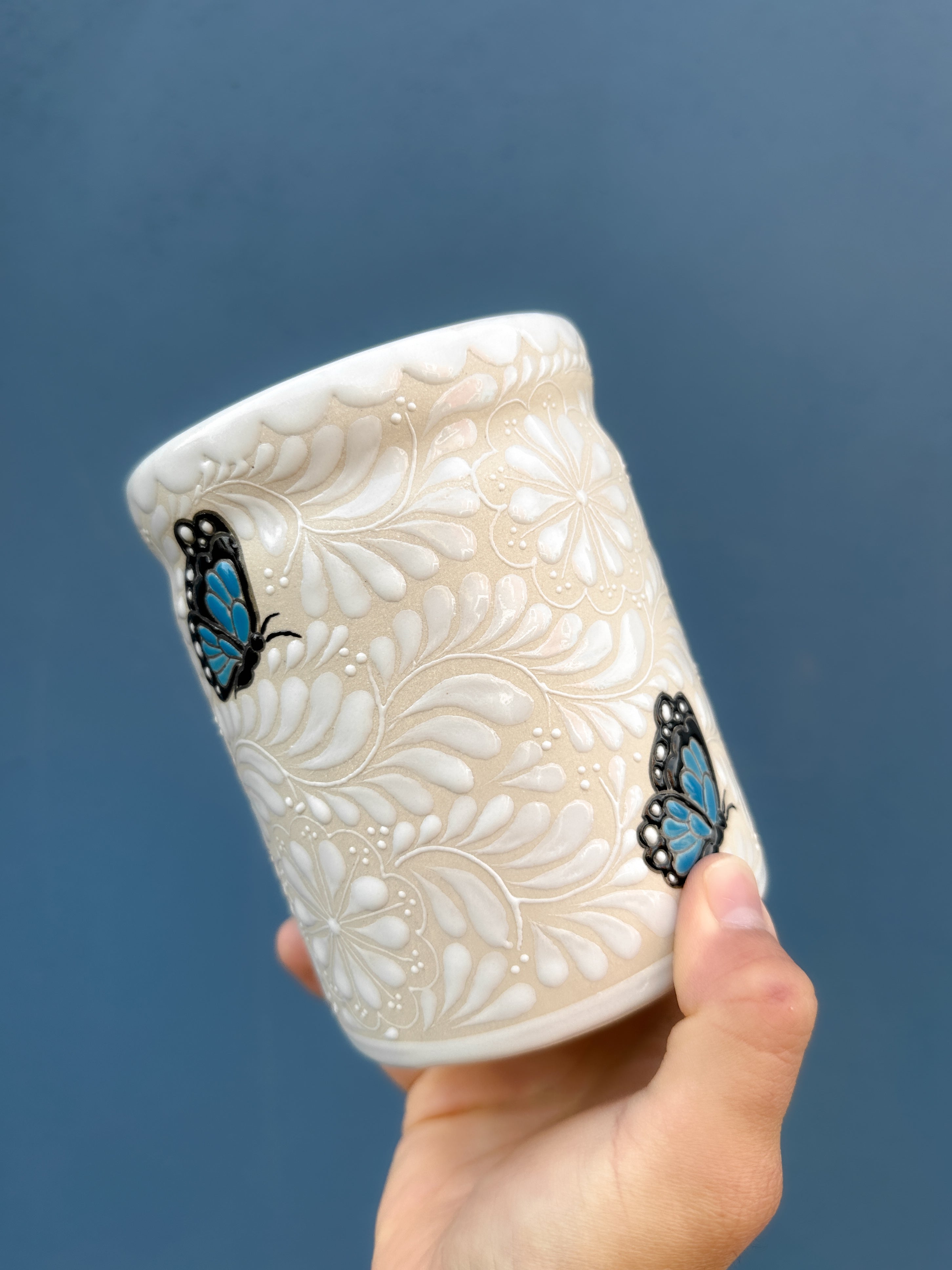 PRE-ORDER Blue Butterflies Kitchen Utensil Holder (SHIPS IN APPROX. 6-12 WEEKS)