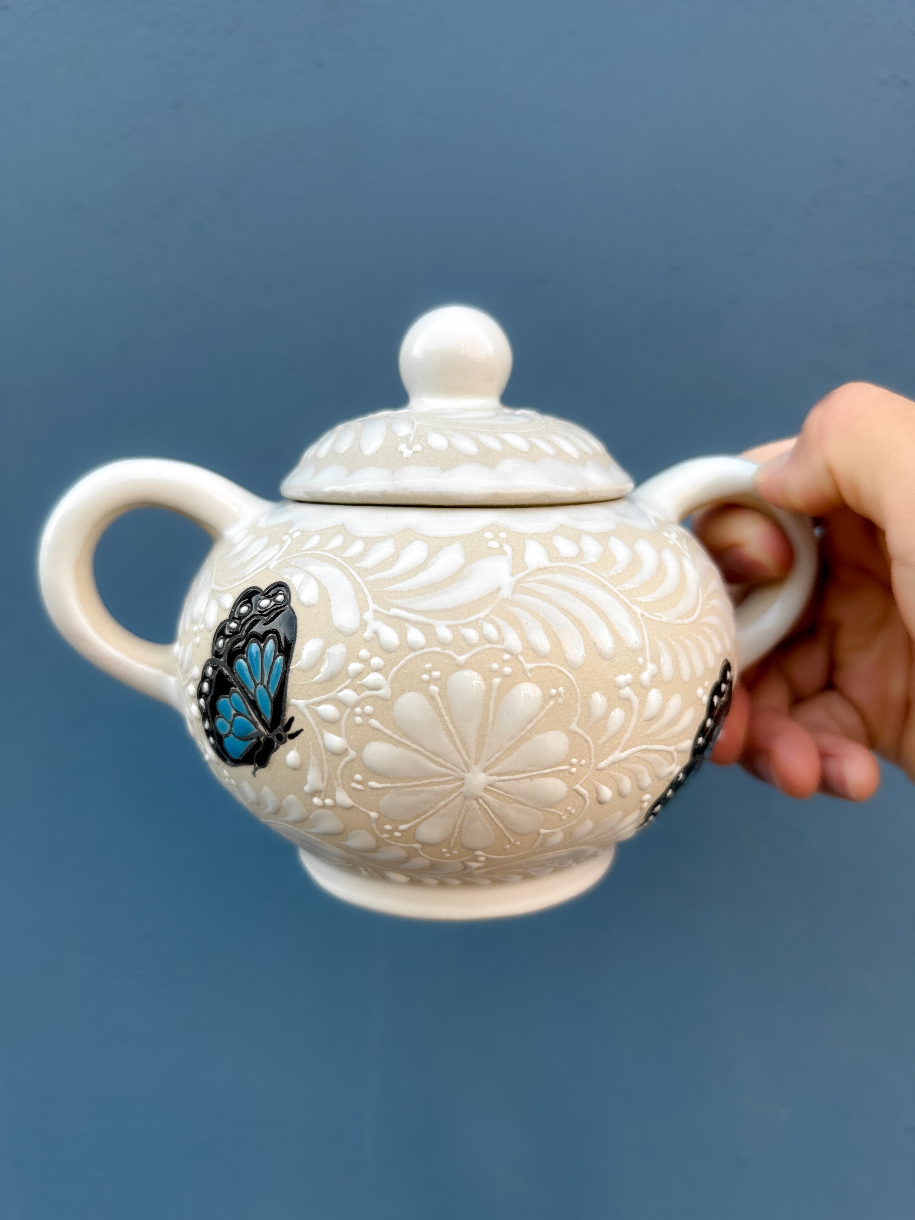PRE-ORDER Blue Butterflies Sugar Bowl (SHIPS IN APPROX. 6-12 WEEKS)