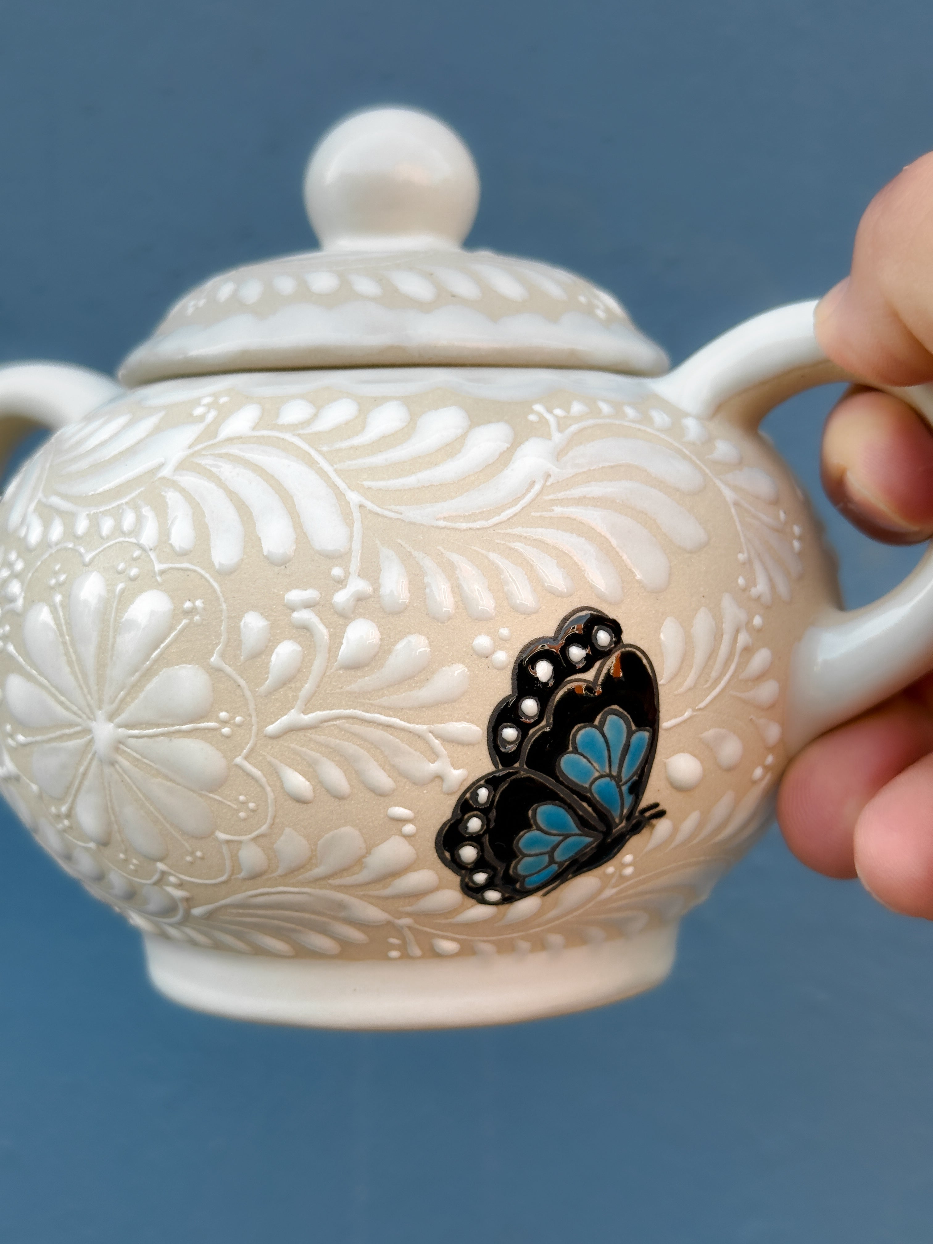PRE-ORDER Blue Butterflies Sugar Bowl (SHIPS IN APPROX. 6-12 WEEKS)