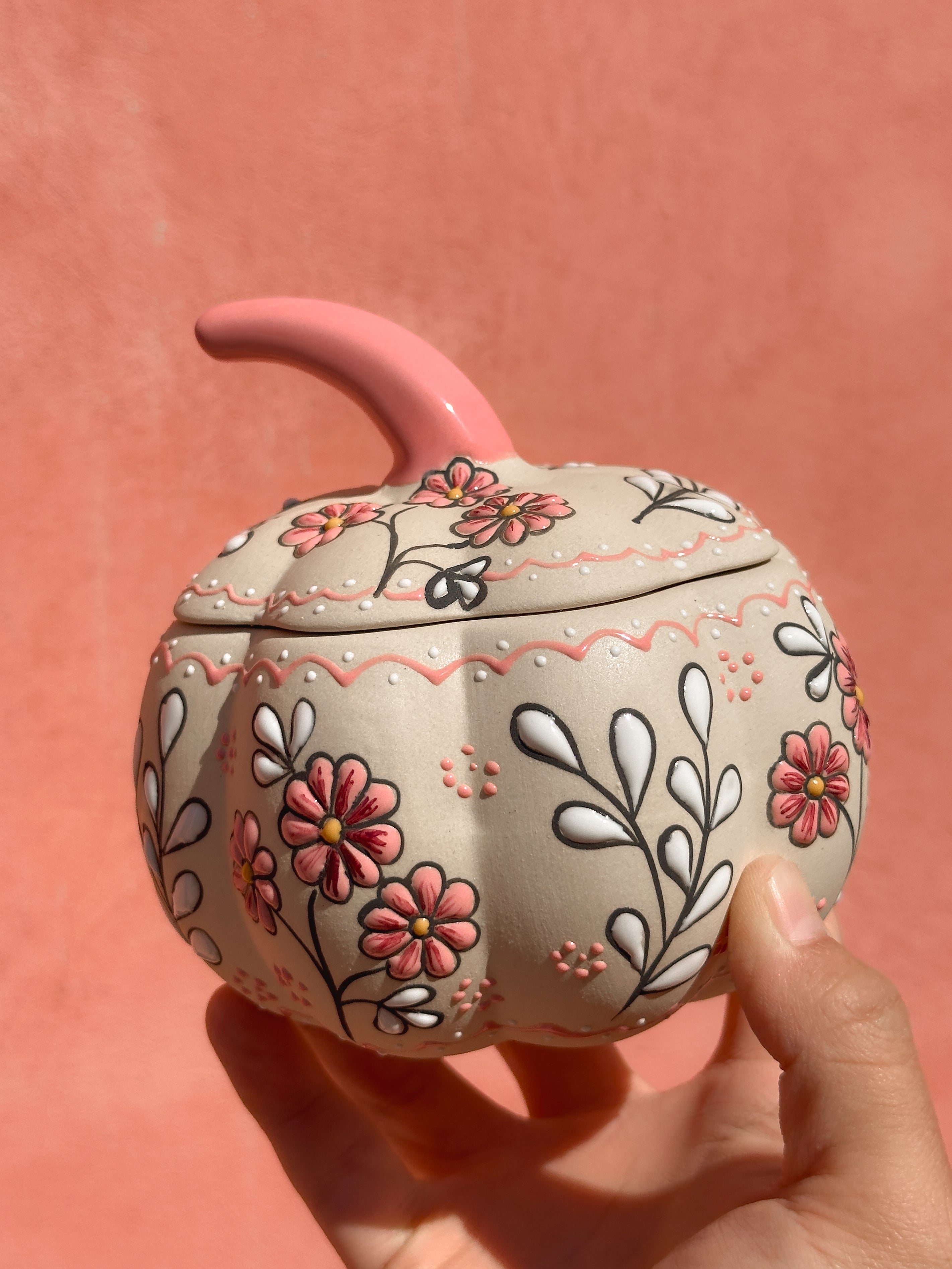 PRE-ORDER Pink Flowers Pumpkin (SHIPS IN APPROX. 6-12 WEEKS)