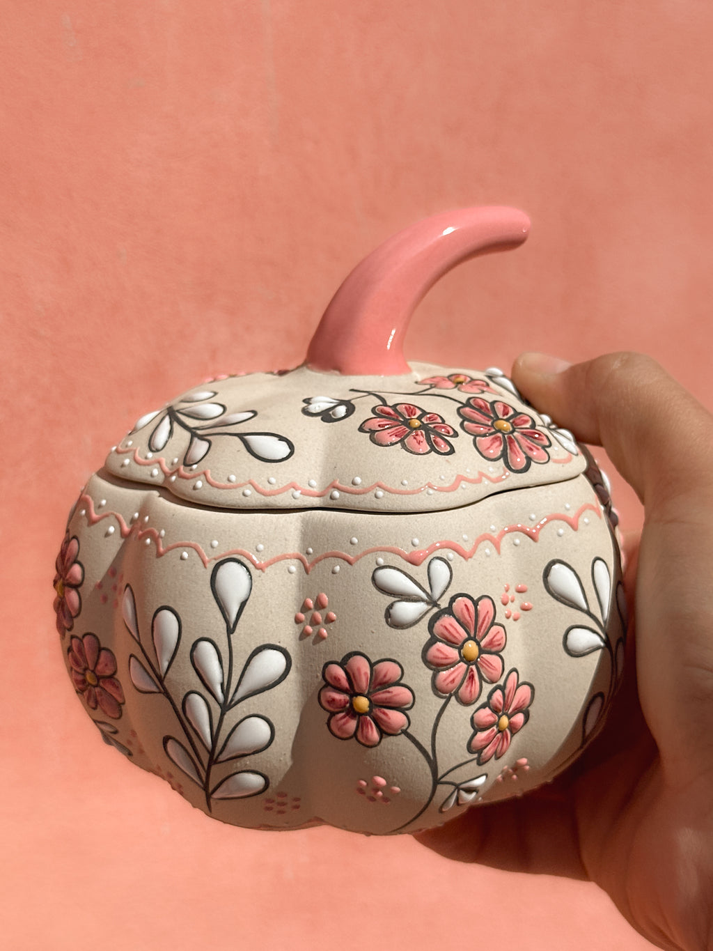 PRE-ORDER Pink Flowers Pumpkin (SHIPS IN APPROX. 6-12 WEEKS)