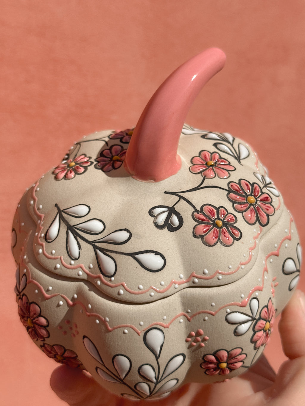 PRE-ORDER Pink Flowers Pumpkin (SHIPS IN APPROX. 6-12 WEEKS)