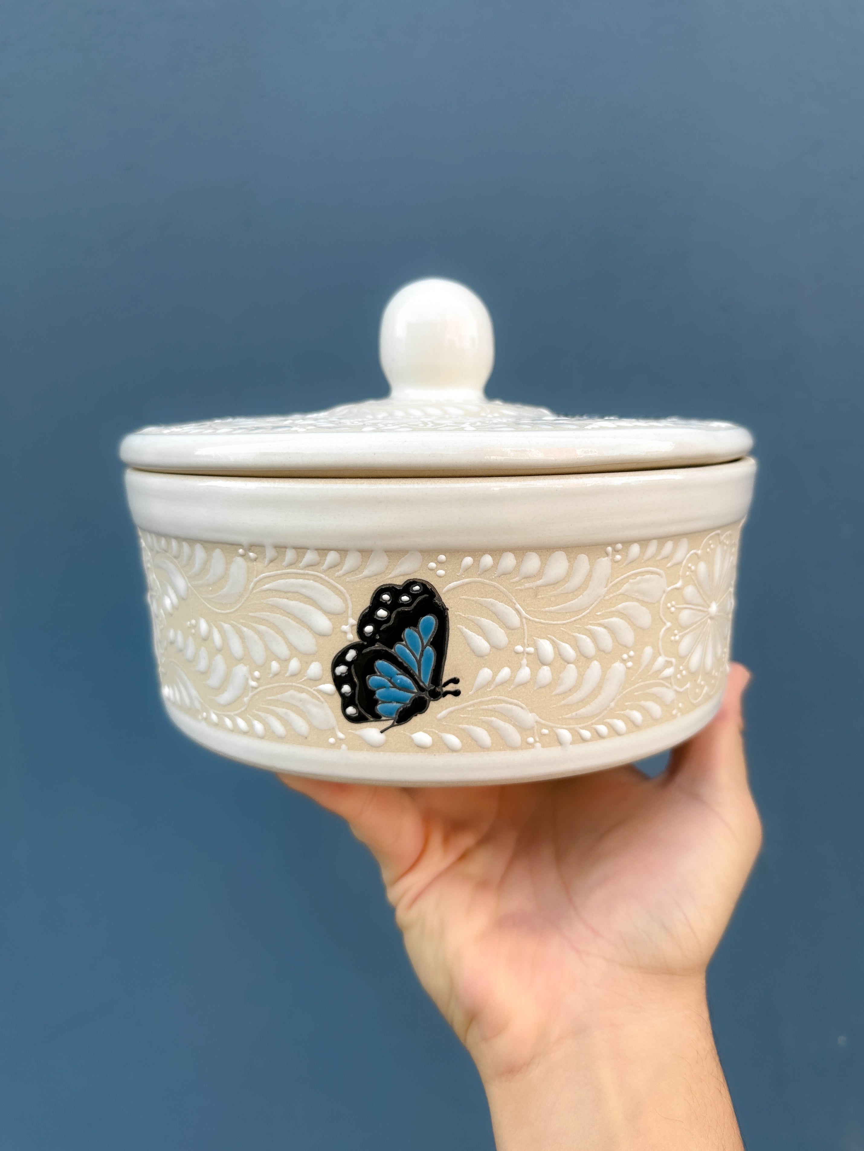 PRE-ORDER Blue Butterflies Tortillas Holder (SHIPS IN APPROX. 6-12 WEEKS)