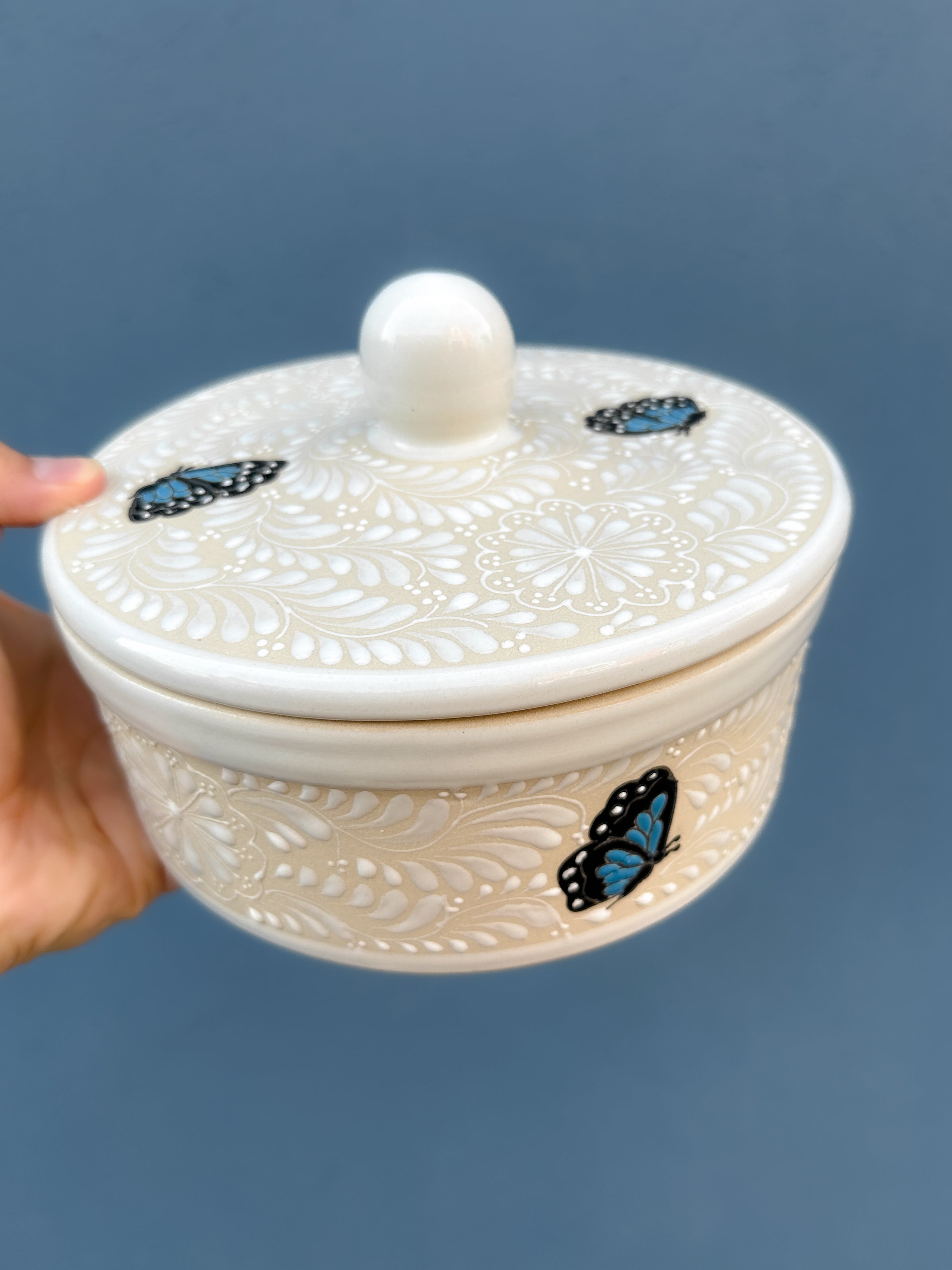 PRE-ORDER Blue Butterflies Tortillas Holder (SHIPS IN APPROX. 6-12 WEEKS)