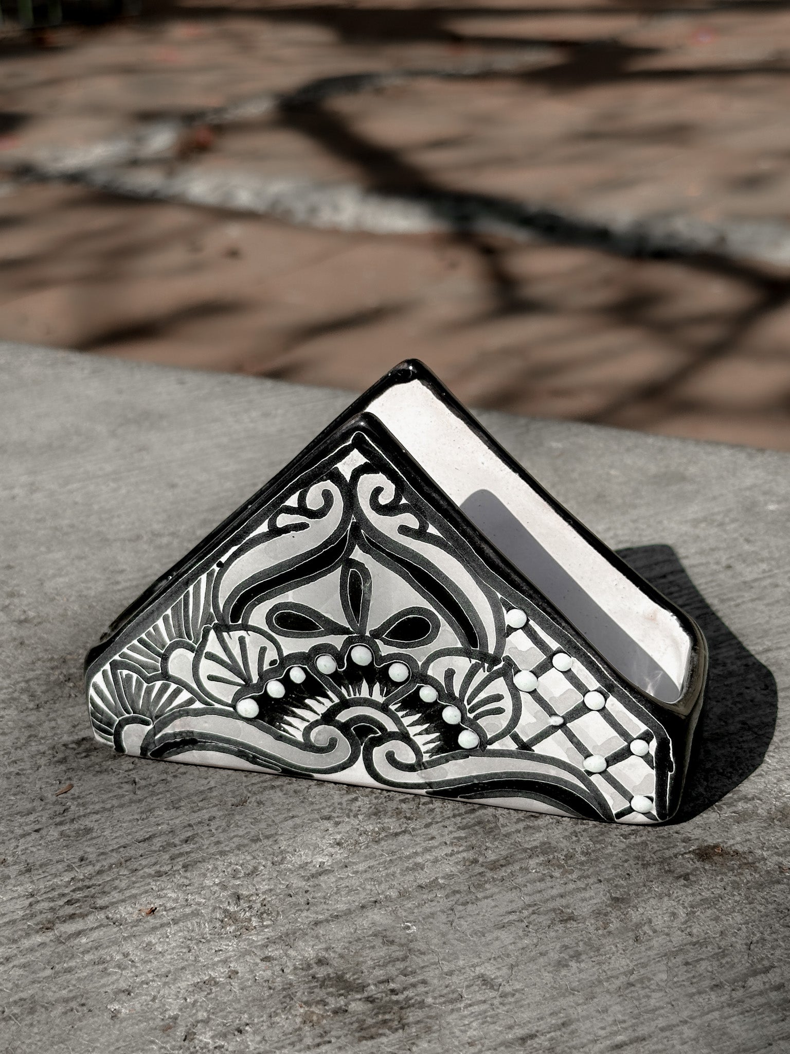 PRE-ORDER Black Talavera Napkin Holder (SHIPS IN APPROX. 6-12 WEEKS)