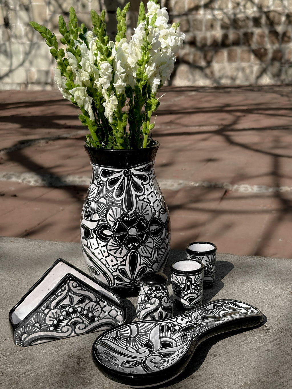 PRE-ORDER Black Talavera "Mi Casita" Set (SHIPS IN APPROX. 6-12 WEEKS)