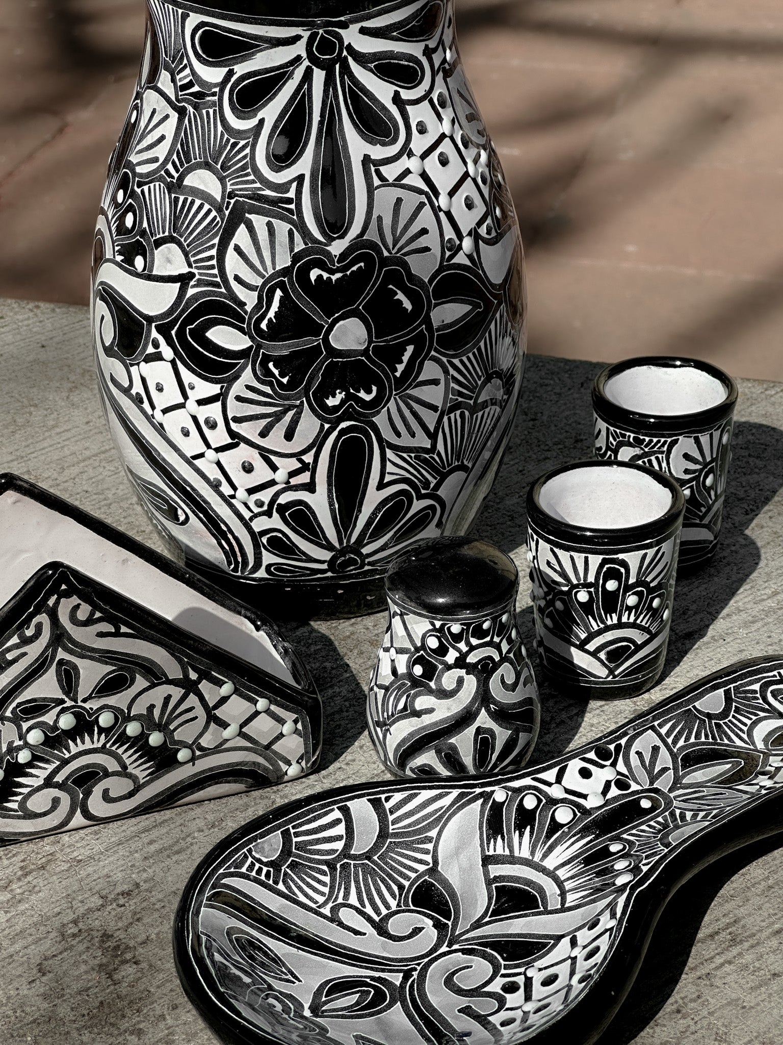 PRE-ORDER Black Talavera "Mi Casita" Set (SHIPS IN APPROX. 6-12 WEEKS)