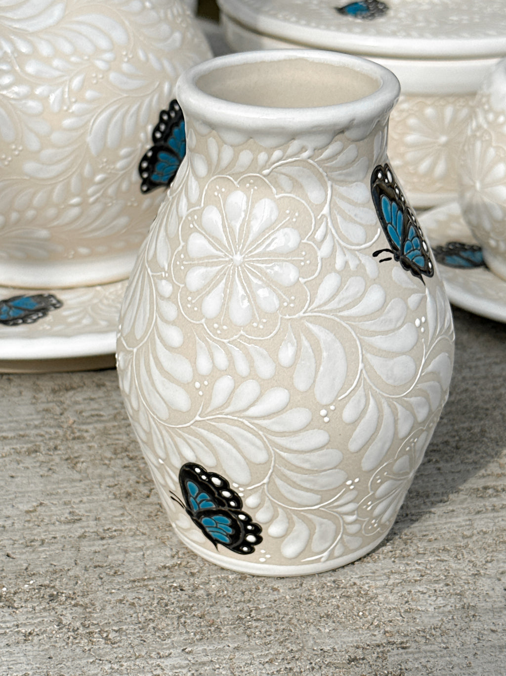 PRE-ORDER Blue Butterflies Small Flower Vase (SHIPS IN APPROX. 6-12 WEEKS)