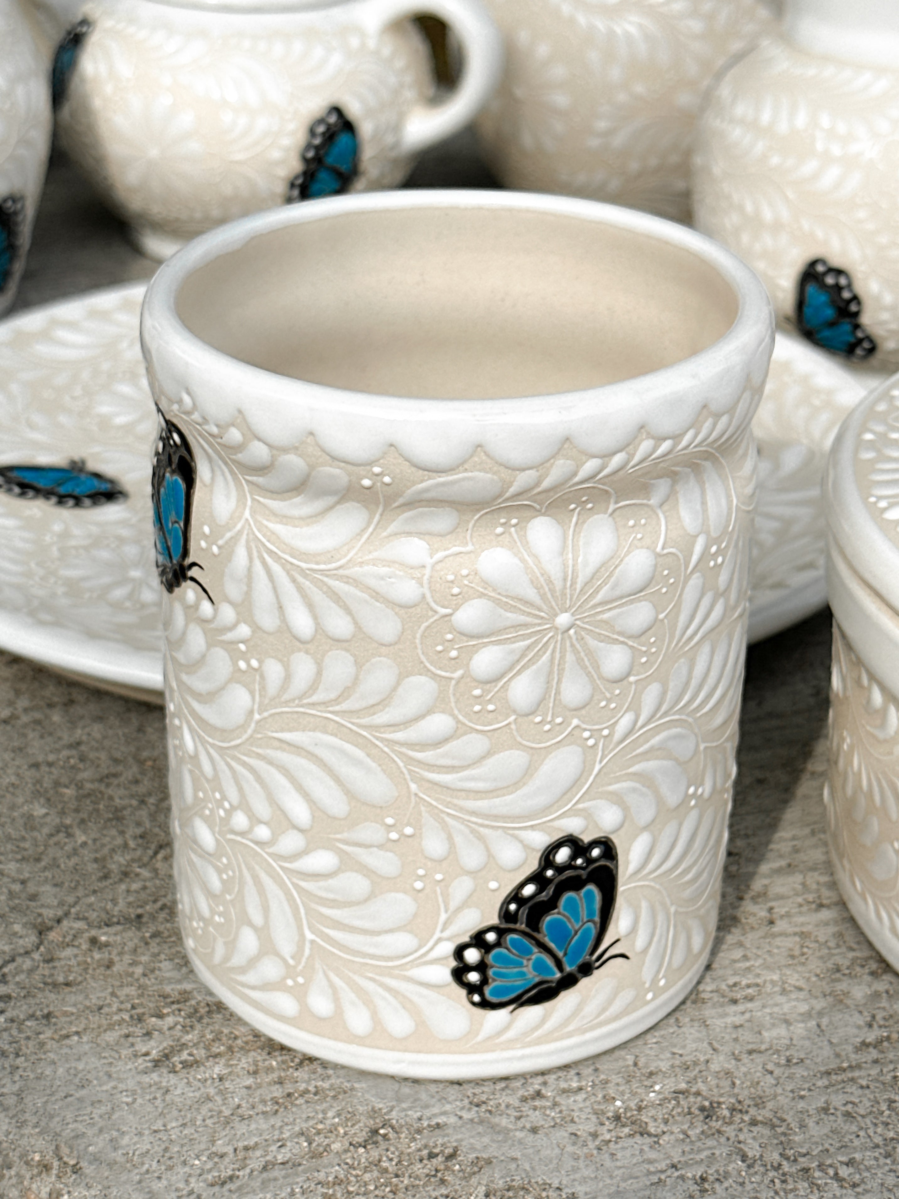 PRE-ORDER Blue Butterflies Kitchen Utensil Holder (SHIPS IN APPROX. 6-12 WEEKS)