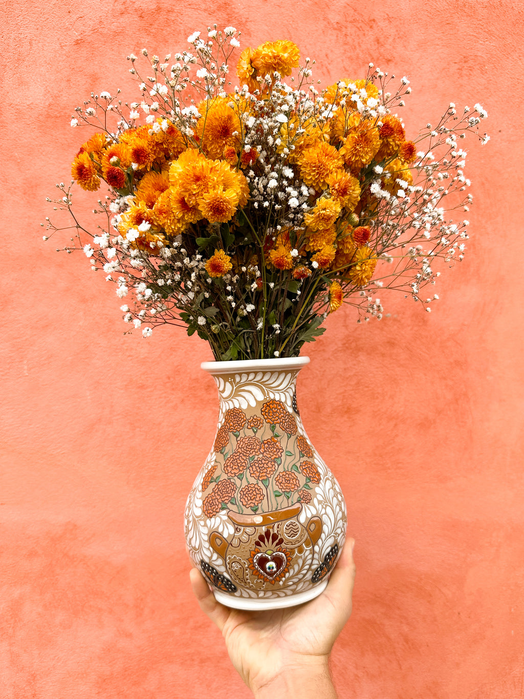 PRE-ORDER Cempasuchil Flower Vase (SHIPS IN APPROX. 6 - 14 WEEKS)