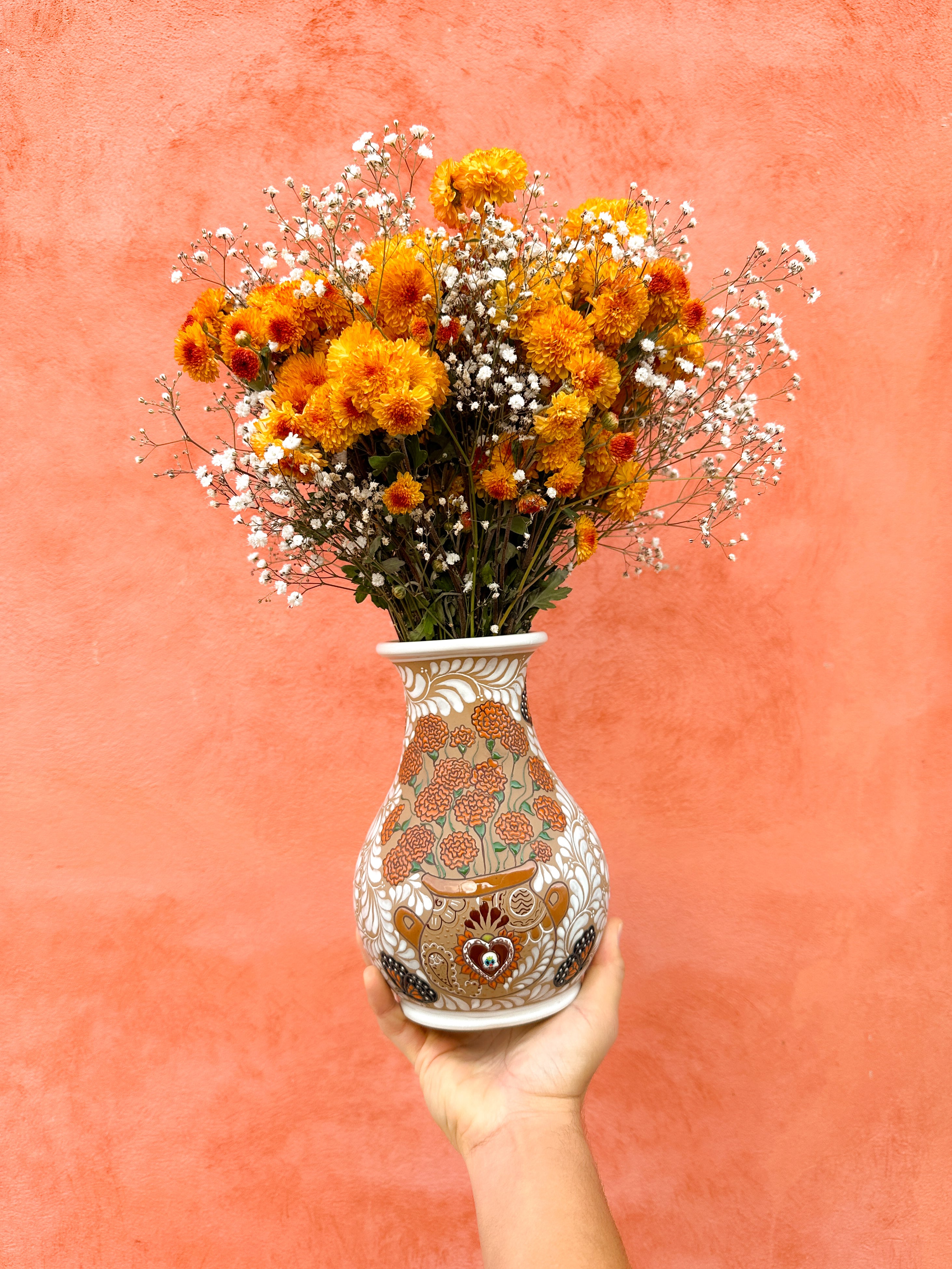 PRE-ORDER Cempasuchil Flower Vase (SHIPS IN APPROX. 6 - 14 WEEKS)