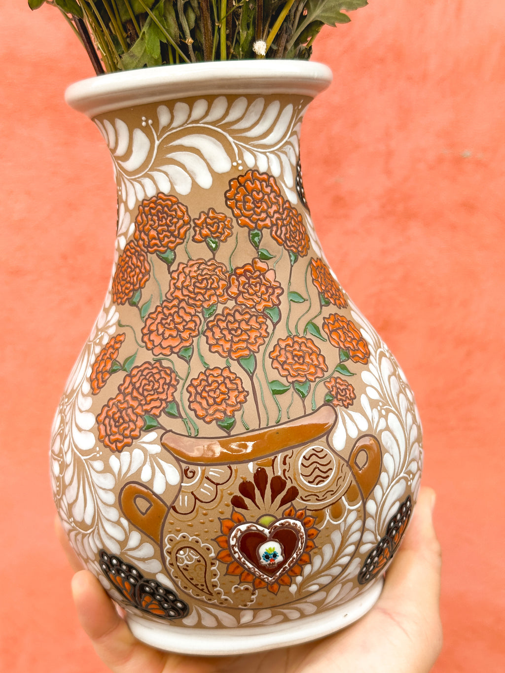 PRE-ORDER Cempasuchil Flower Vase (SHIPS IN APPROX. 6 - 14 WEEKS)